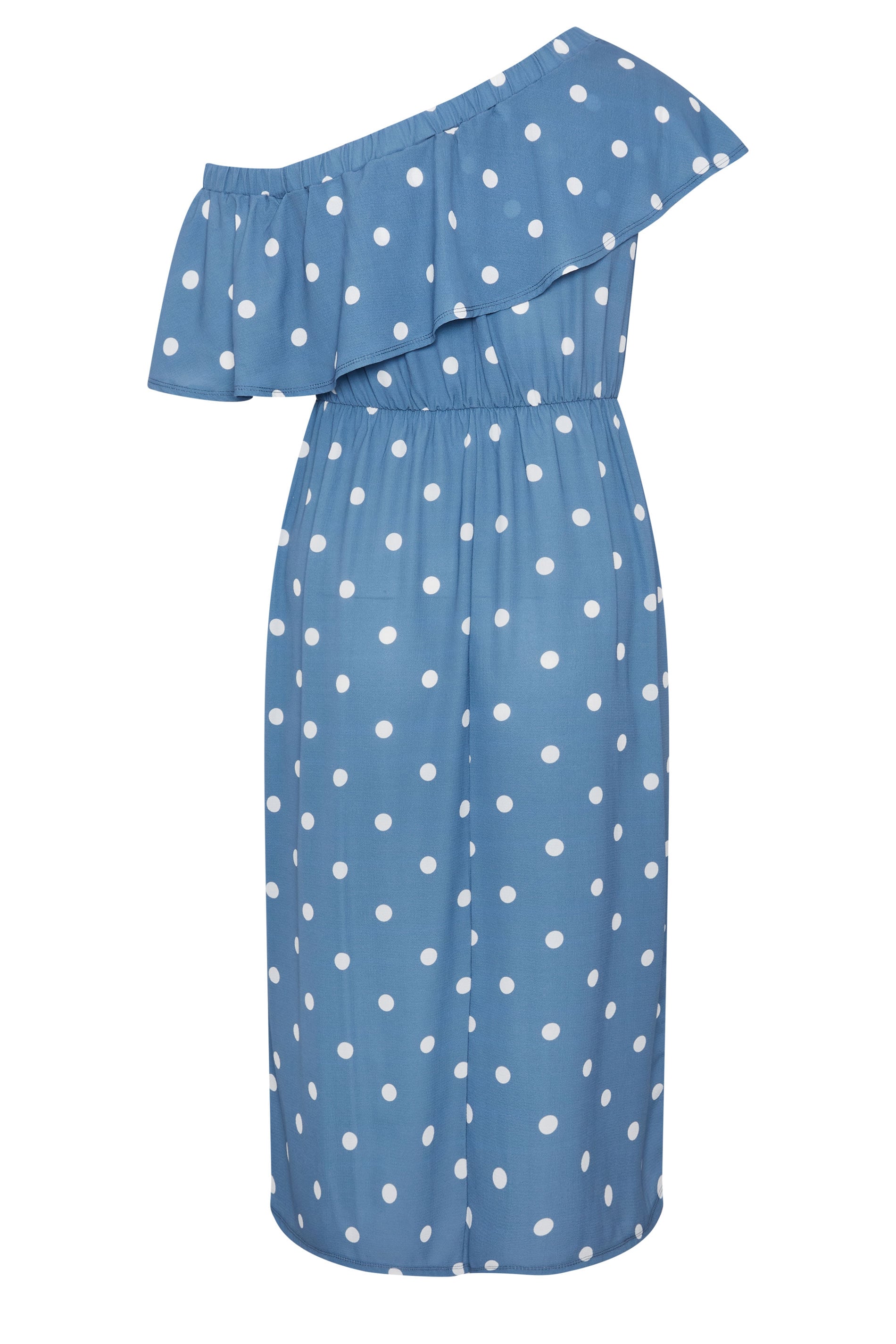 LIMITED COLLECTION Plus Size Blue Polka Dot Frill Dress | Yours Clothing 6