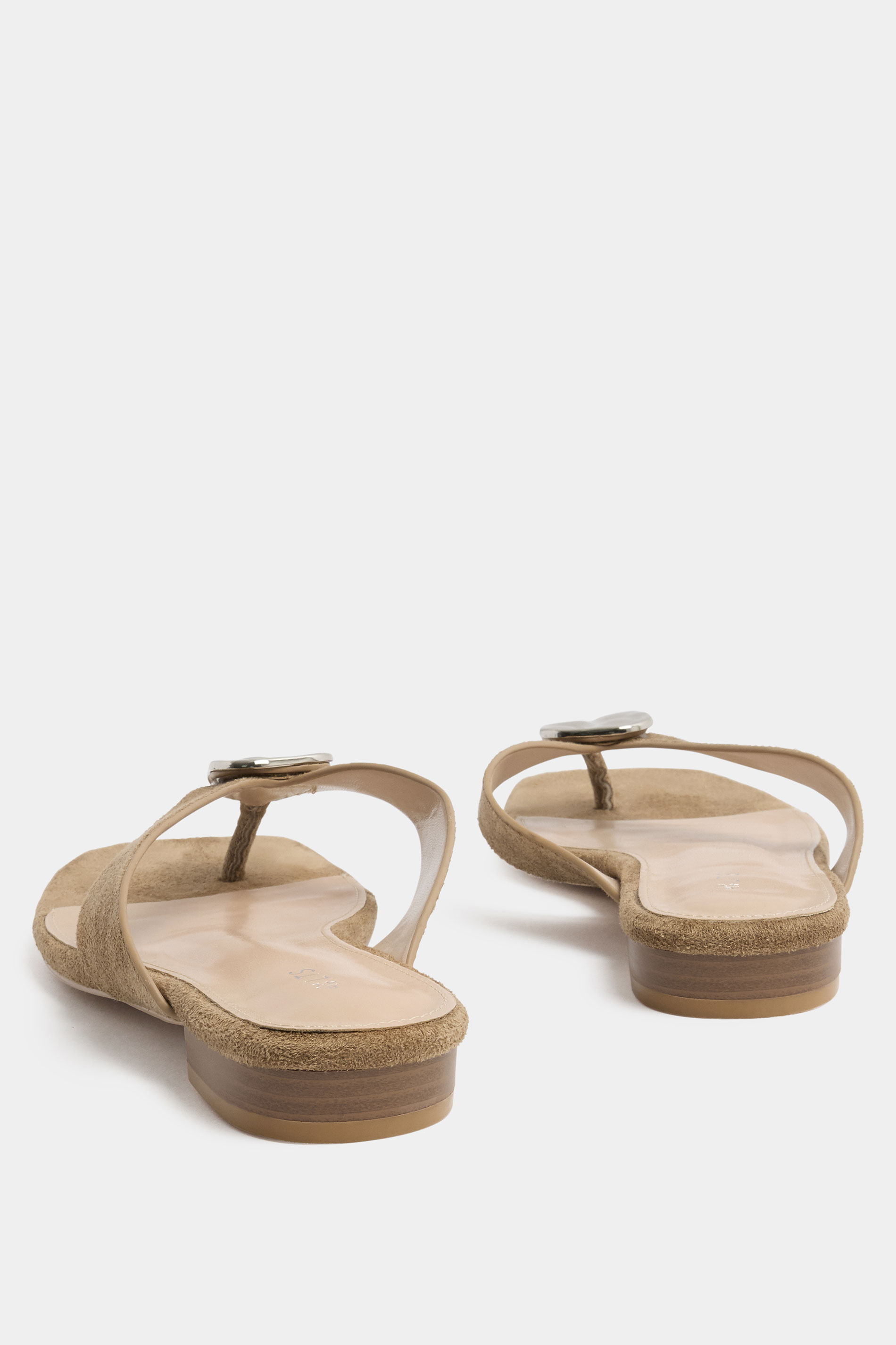 LTS Natural Brown Hammered Low Heel Sandals In Standard Fit | Long Tall Sally 2