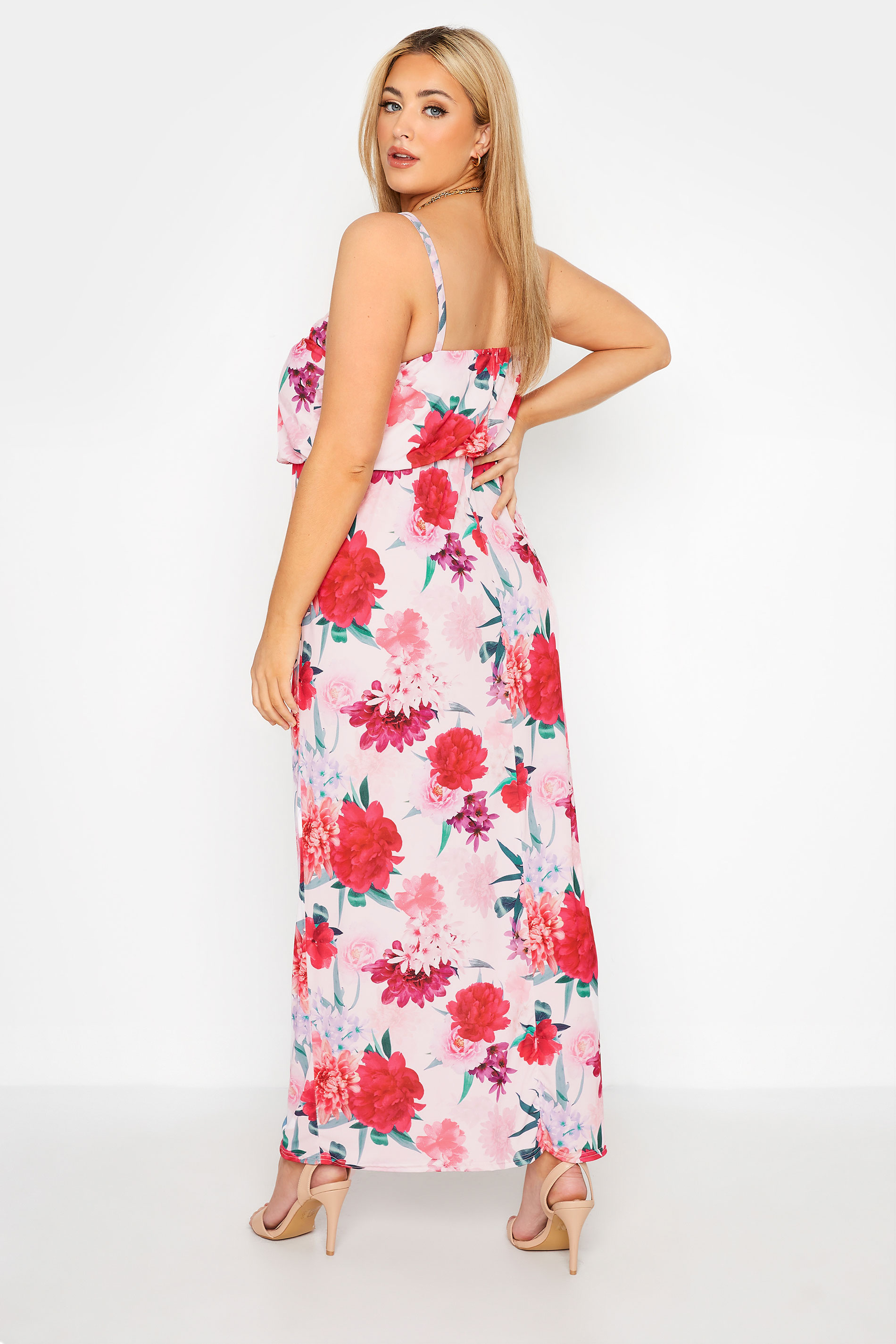 YOURS LONDON Plus Size Pink Floral Print Cami Maxi Dress | Yours London 3