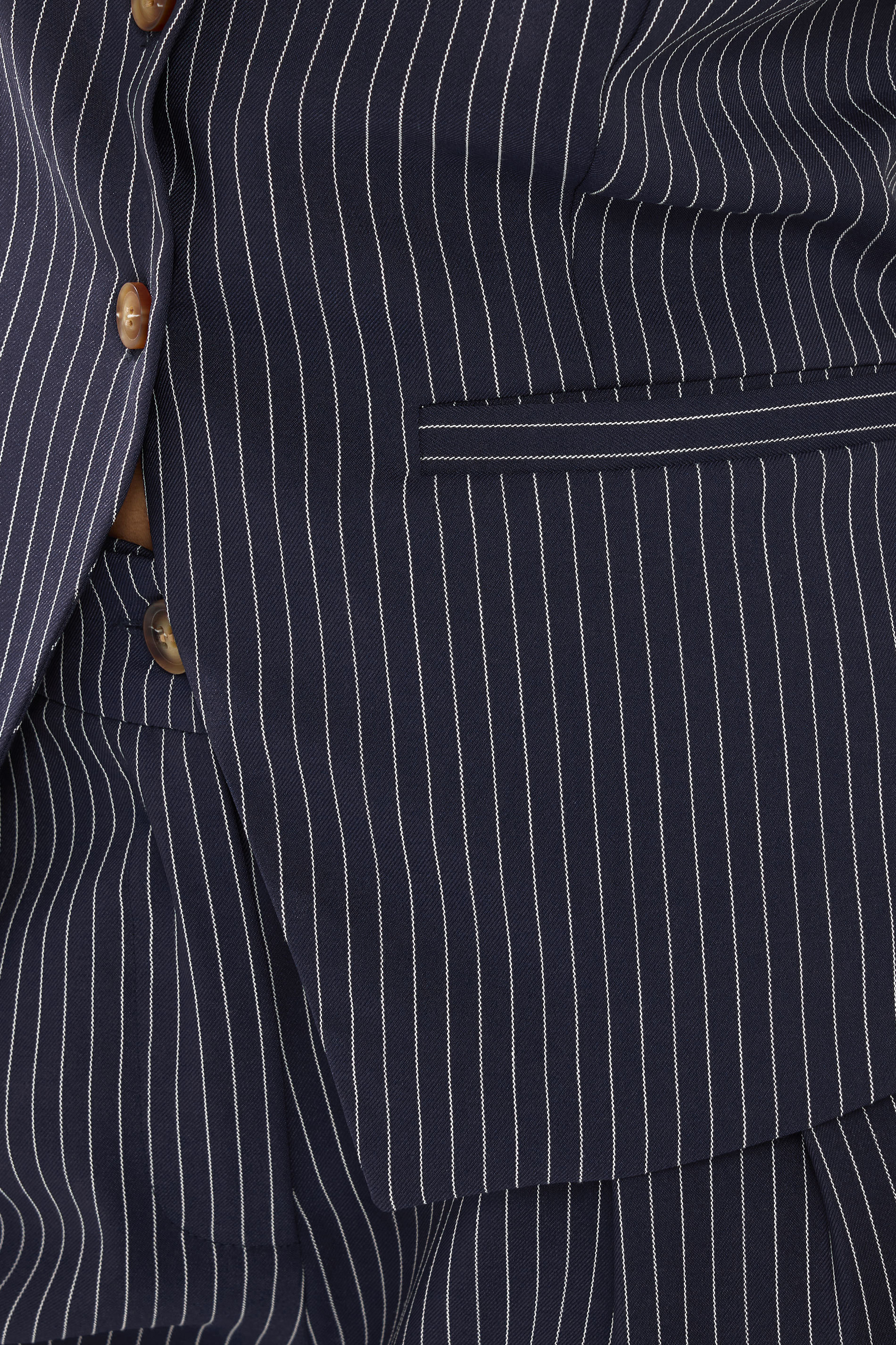 PixieGirl Petite Women's Navy Blue Pinstripe Waistcoat | PixieGirl 5