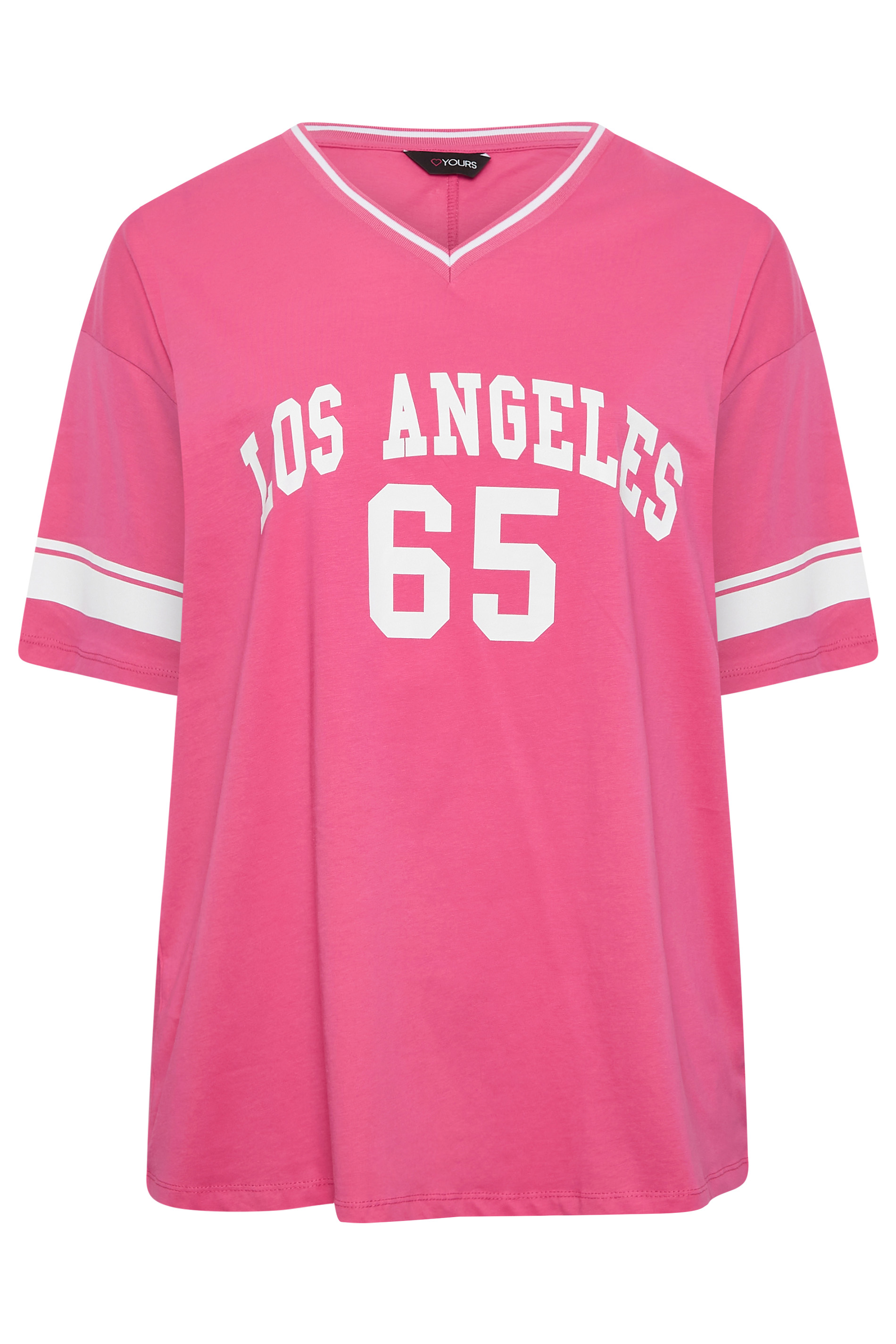 Yours Curve Hot Pink 'Los Angeles' Slogan Varsity Tshirt Size 14 | Women's Plus Size and Curve Fashion