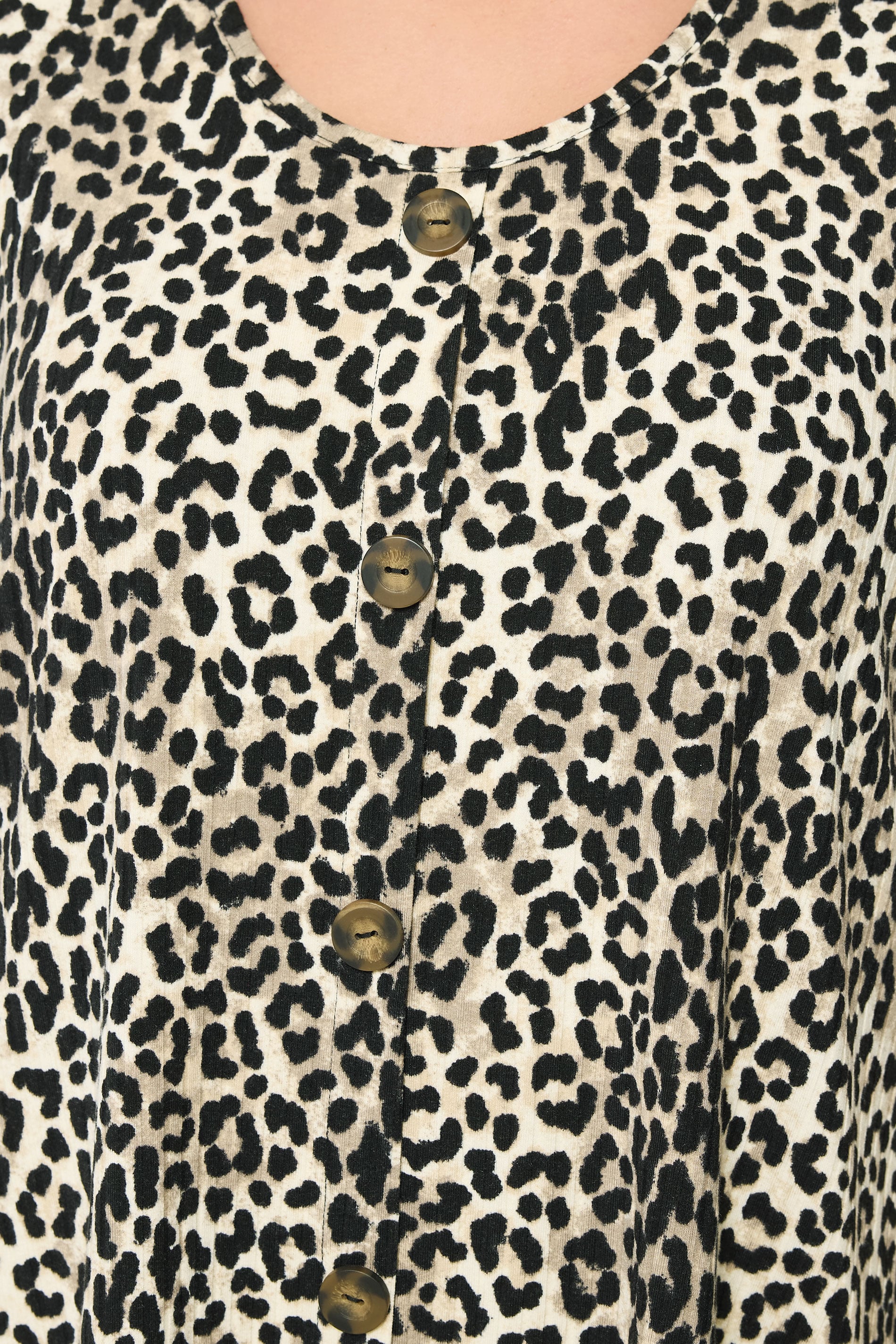 YOURS Plus Size Brown Leopard Print Ribbed Swing T-Shirt | Yours Clothing 5