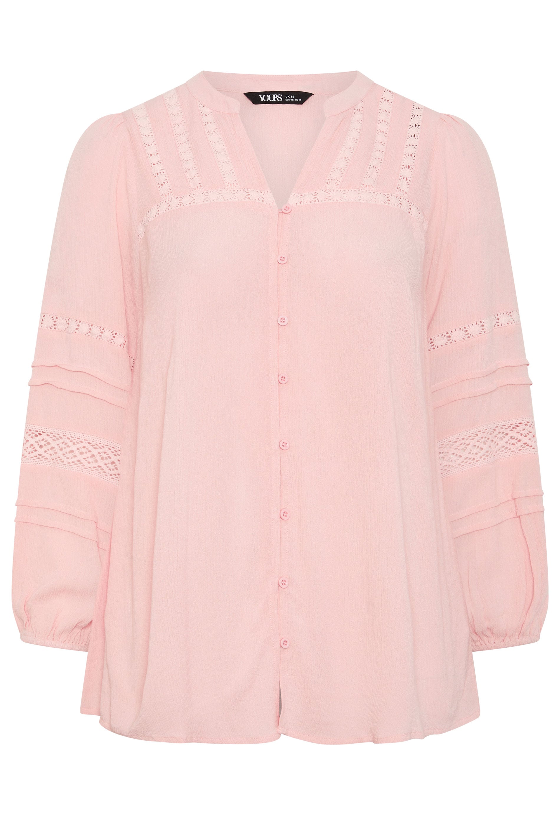 YOURS Plus Size Pink Crochet Notch Neck Top | Yours Clothing 5