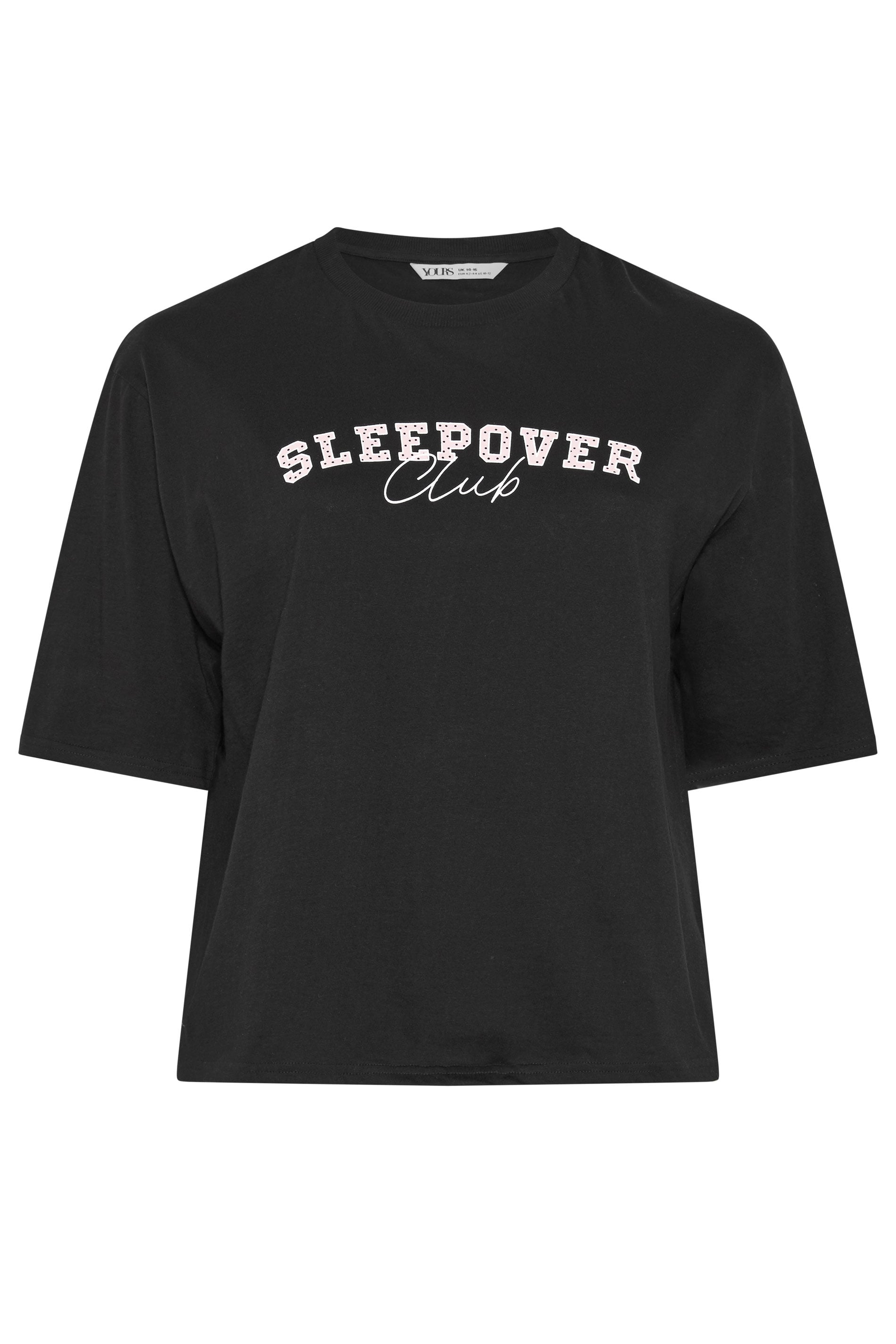 YOURS Plus Size Black 'Sleepover Club' Sleep Top | Yours Clothing 8