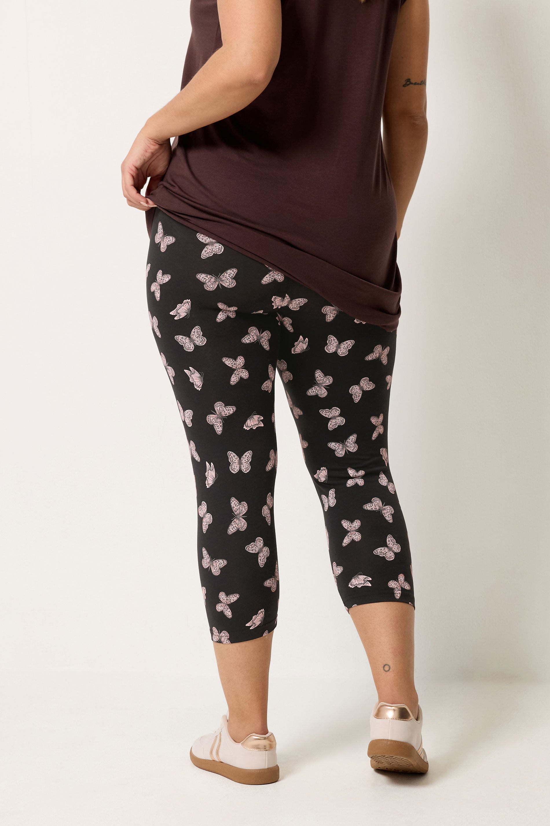 YOURSET 2 PACK Plus Size Black Butterfly Print Cropped Leggings | Yours Clothing 6
