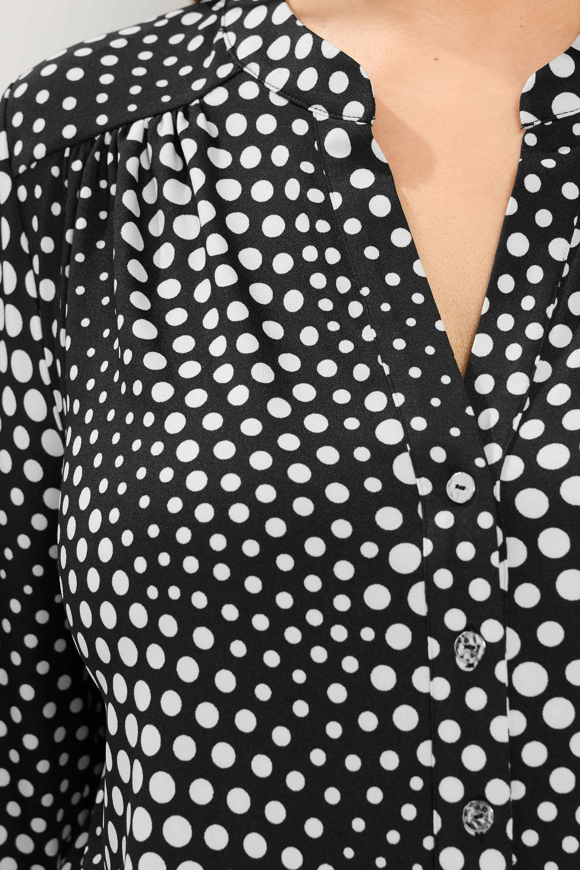 YOURS Plus Size Black Polka Dot Half Placket Shirt | Yours Clothing 4