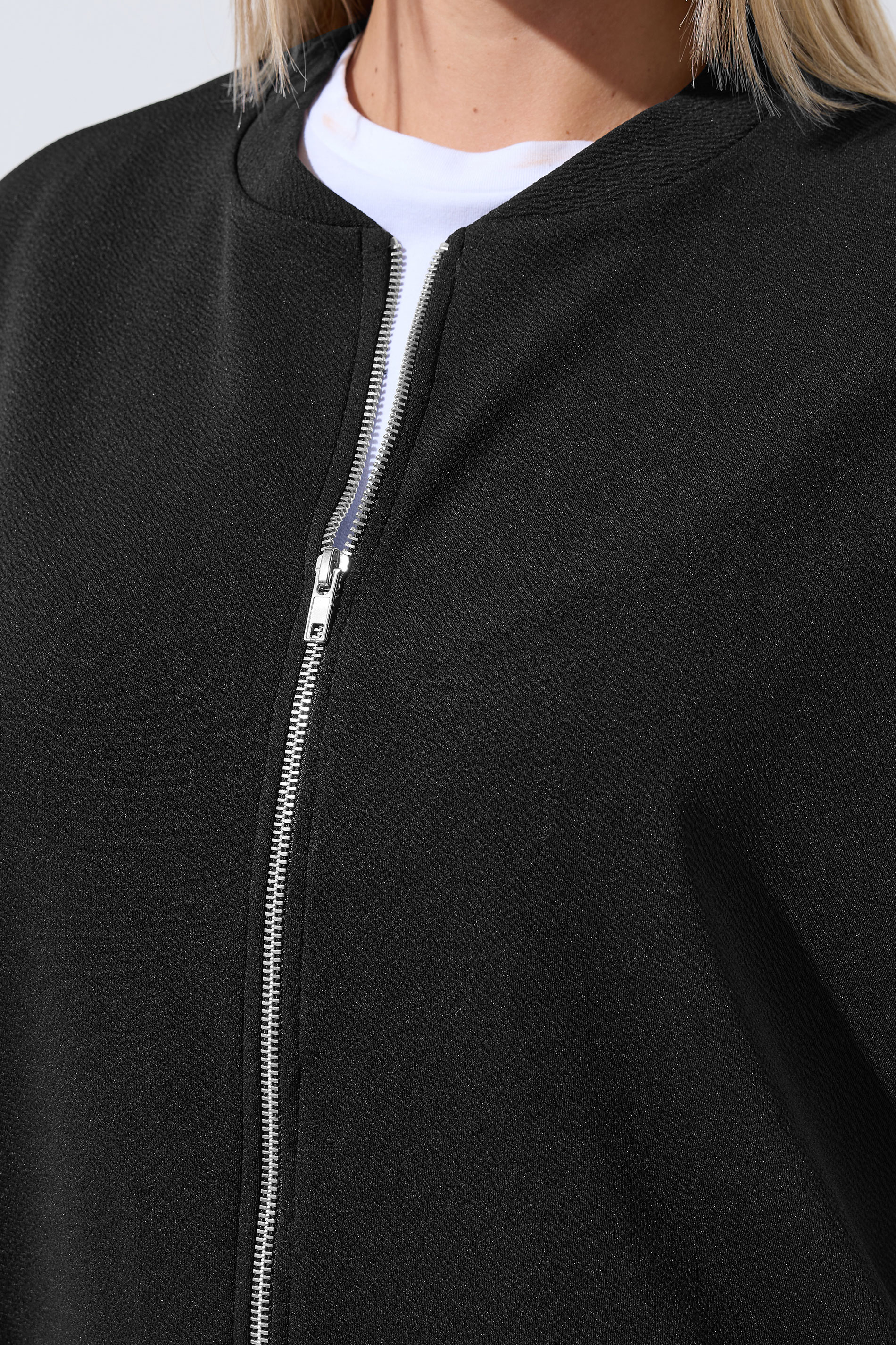 LIMITED COLLECTION Plus Size Black Zip Bomber Jacket | Yours Clothing 5
