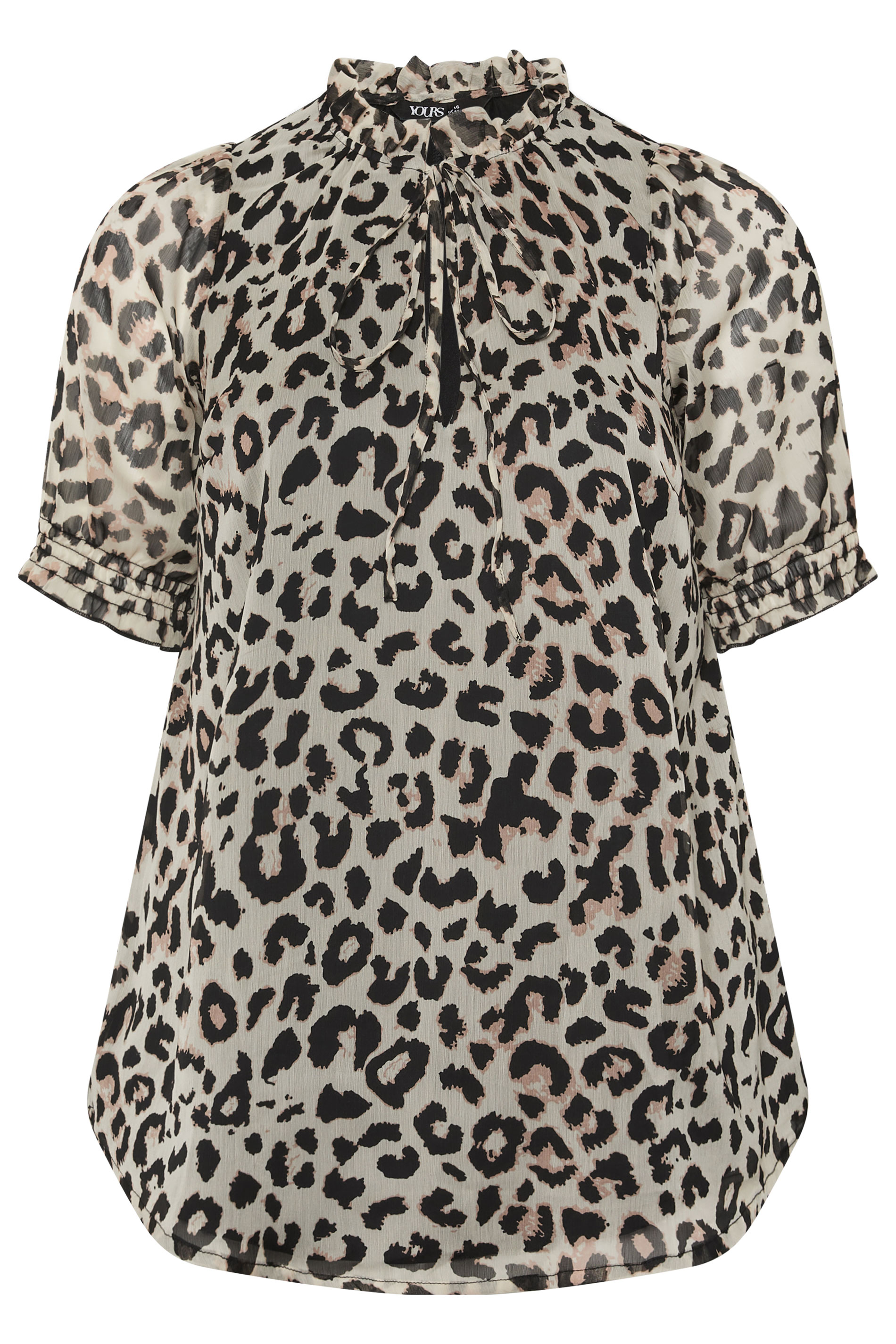 YOURS Plus Size White Leopard Frill Neck Blouse | Yours Clothing 5