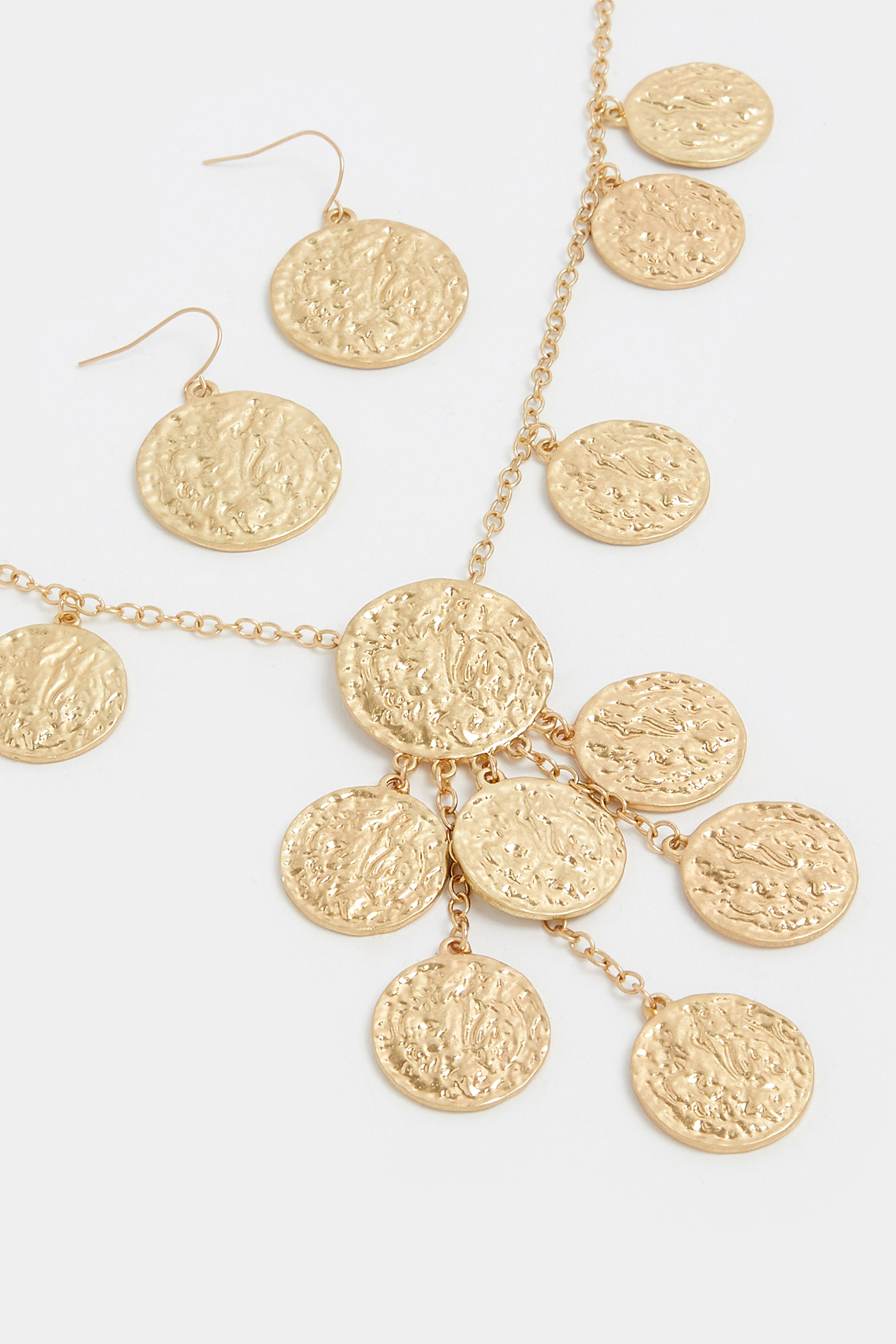 Gold Tone Long Charm Necklace & Earrings Set | Yours Clothing 2