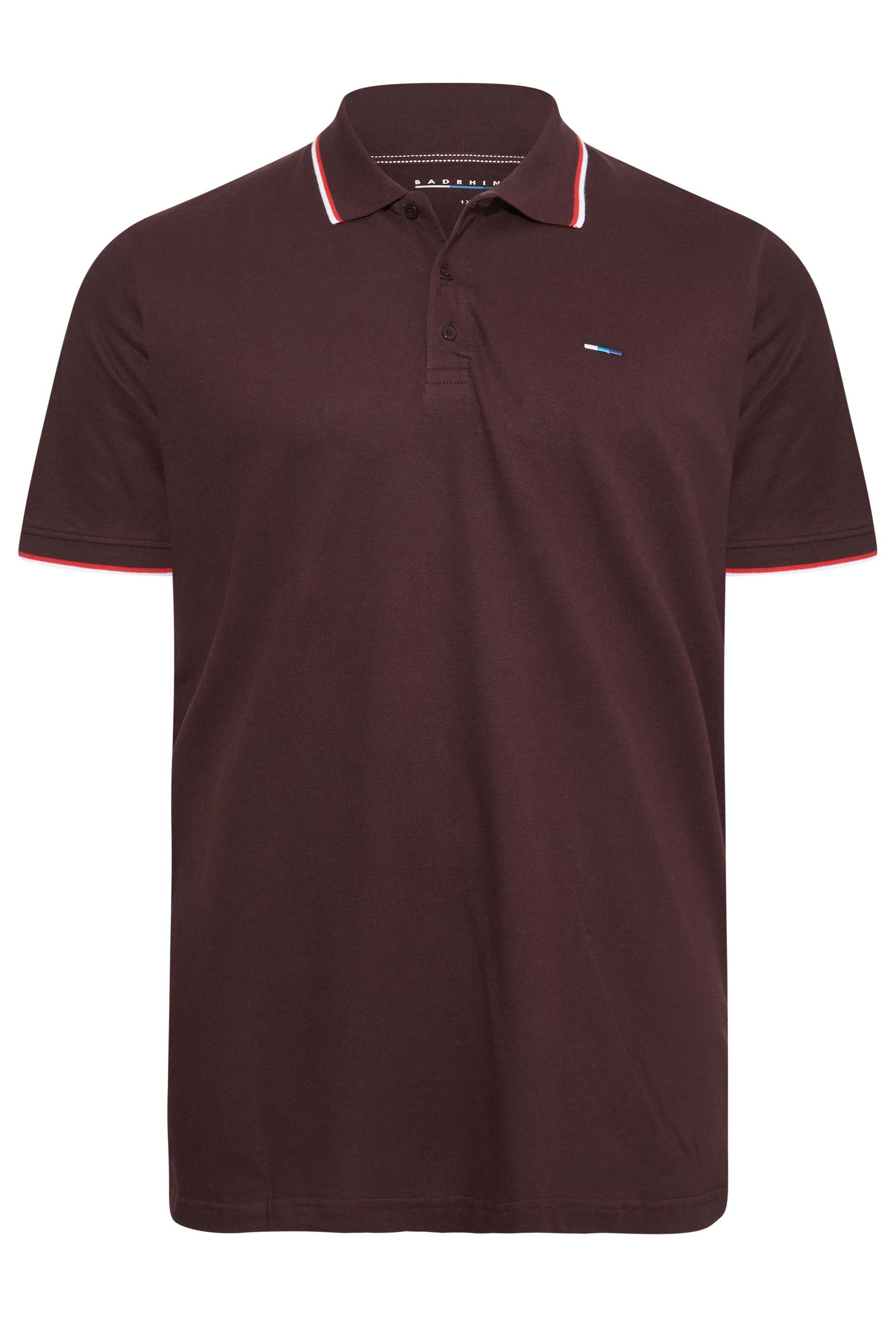 BadRhino Burgundy Red Essential Tipped Polo Shirt | BadRhino
