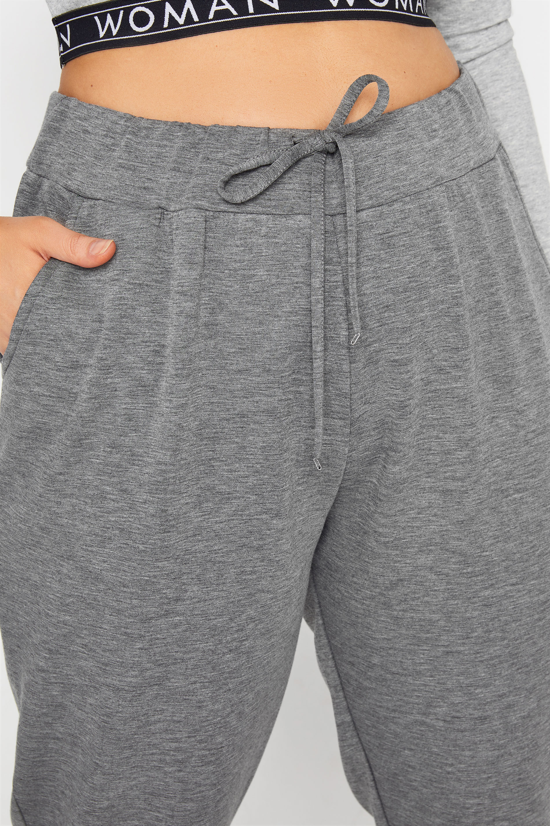 Plus Size Grey Marl Pocket Joggers 
