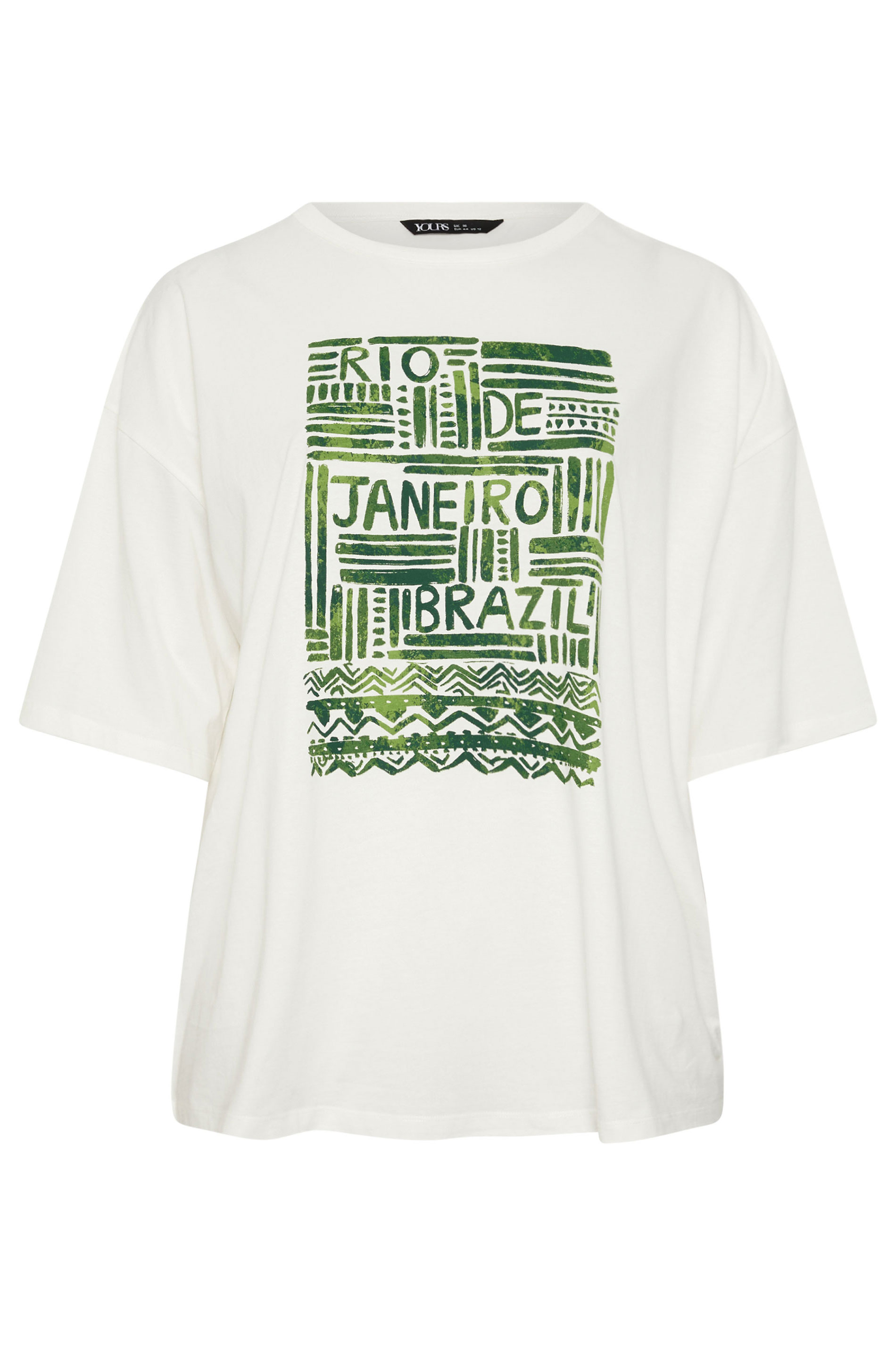 YOURS Plus Size Cream 'Rio' Abstract Boxy T-Shirt | Yours Clothing 5