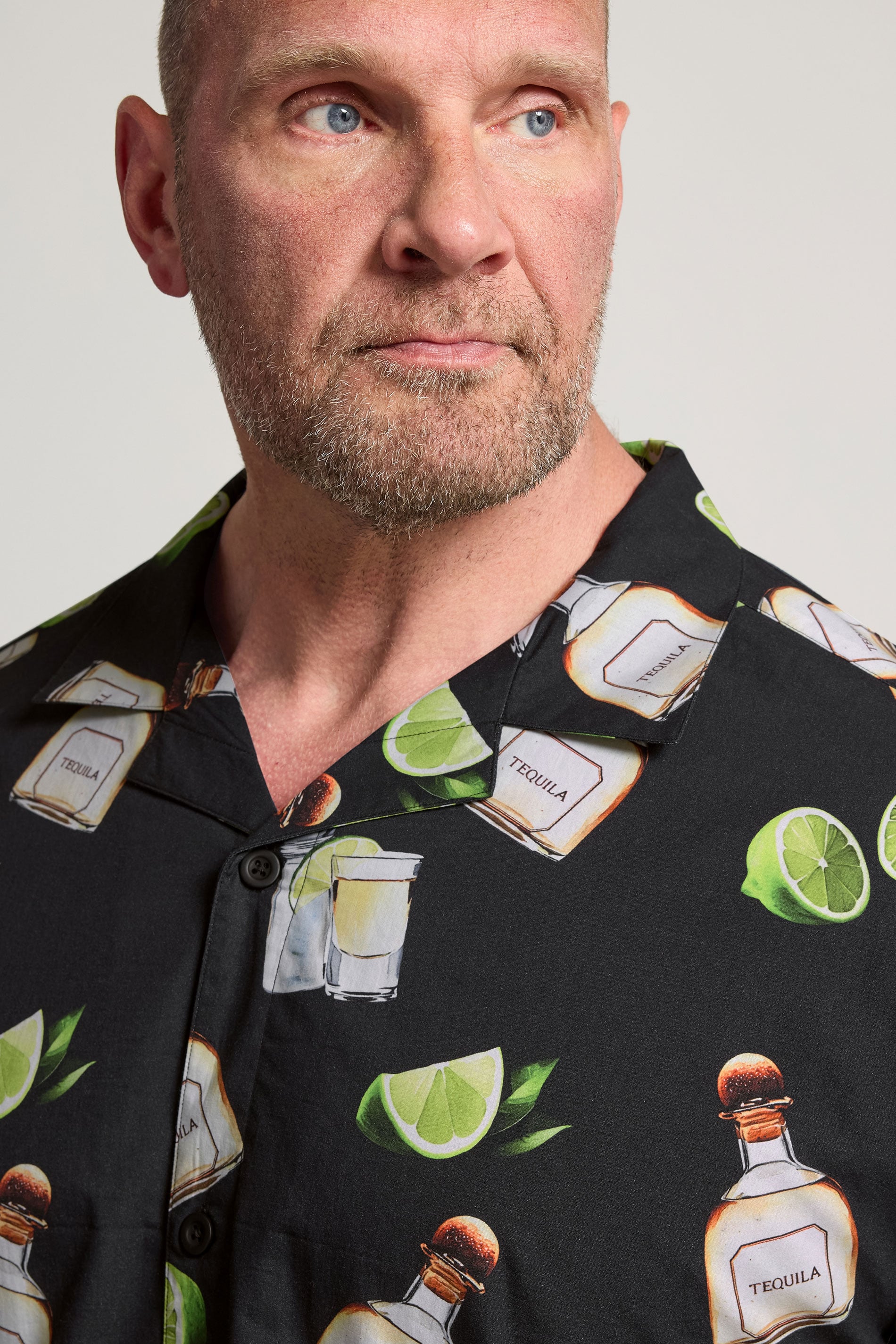 BadRhino Big & Tall Black Tequila Print Revere Shirt | BadRhino 4