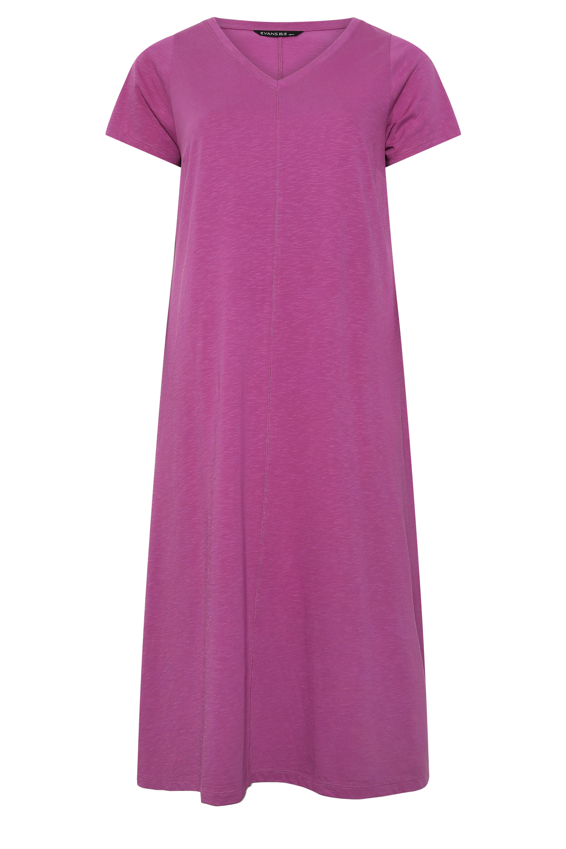 EVANS Plus Size Purple Cotton Midi Dress | Evans 5