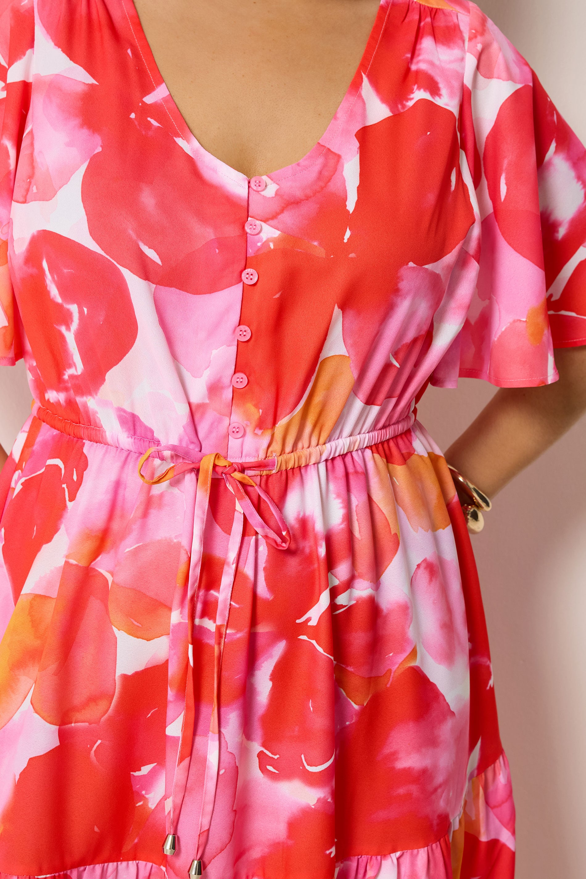 YOURS Plus Size Pink Tiered Floral Dress | Yours Clothing 5
