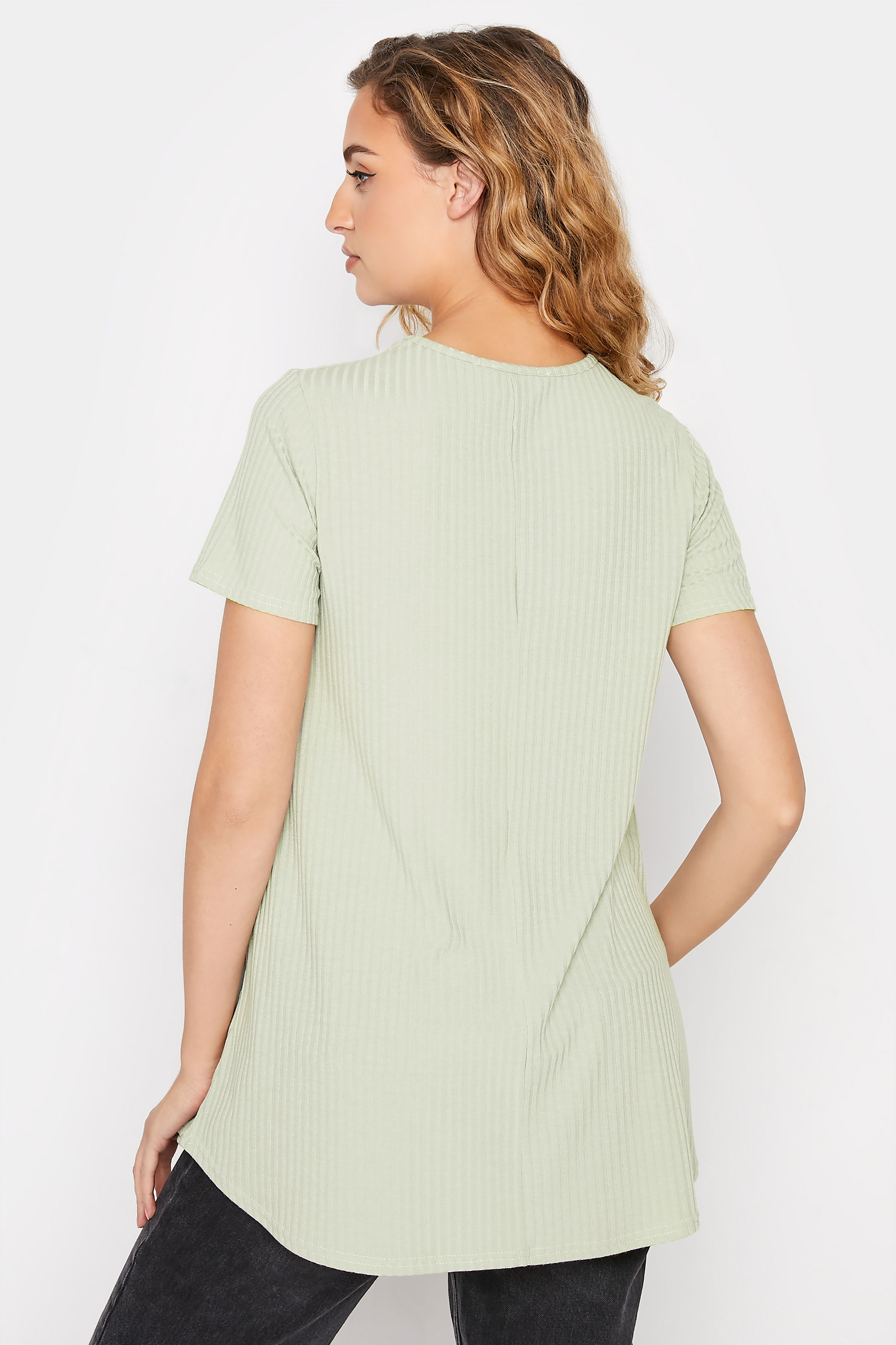 Tall Women's LTS Sage Green Ribbed Swing Top | Long Tall Sally 3