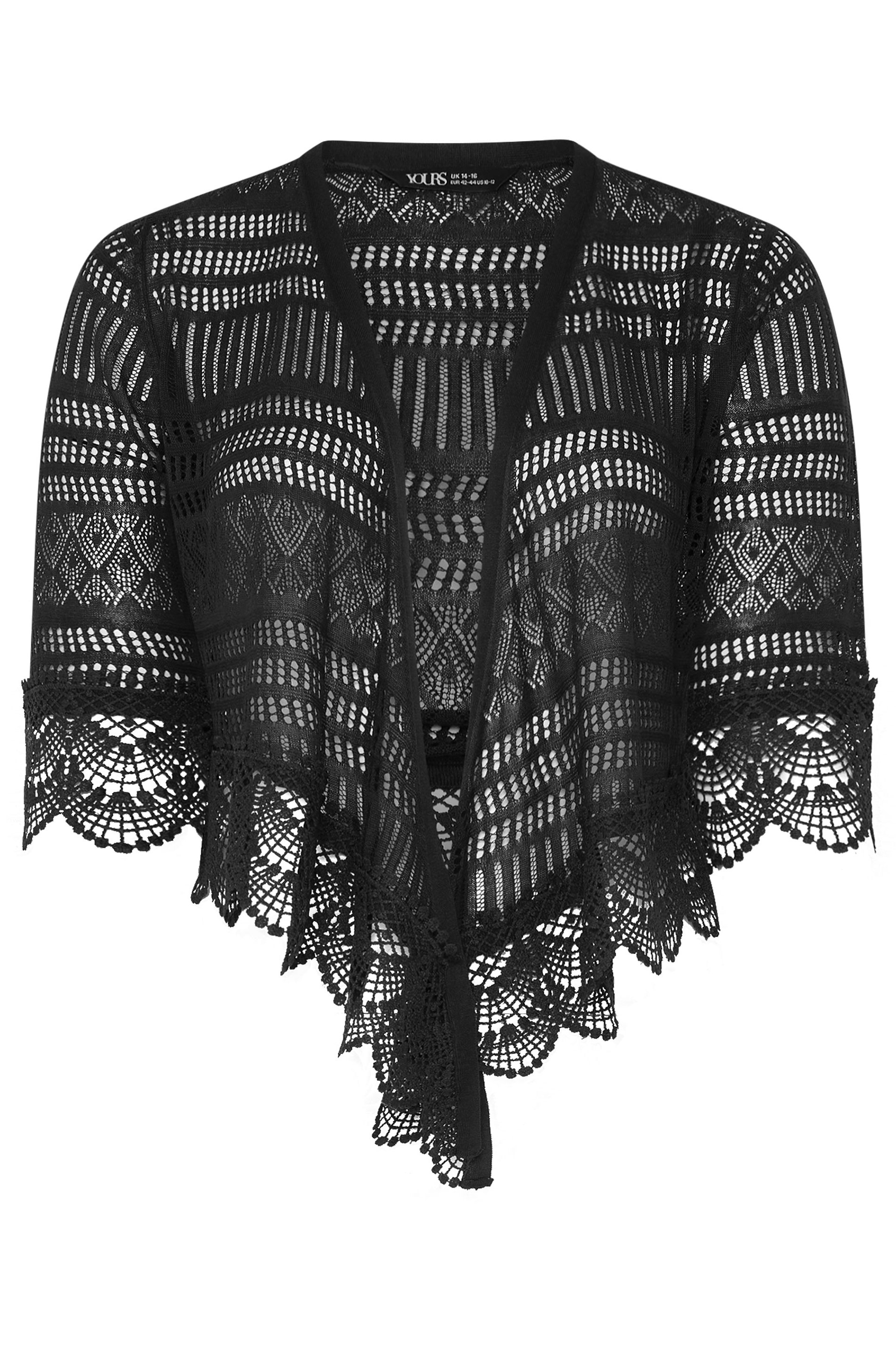 YOURS Plus Size Black Waterfall Cardigan | Yours Clothing 5