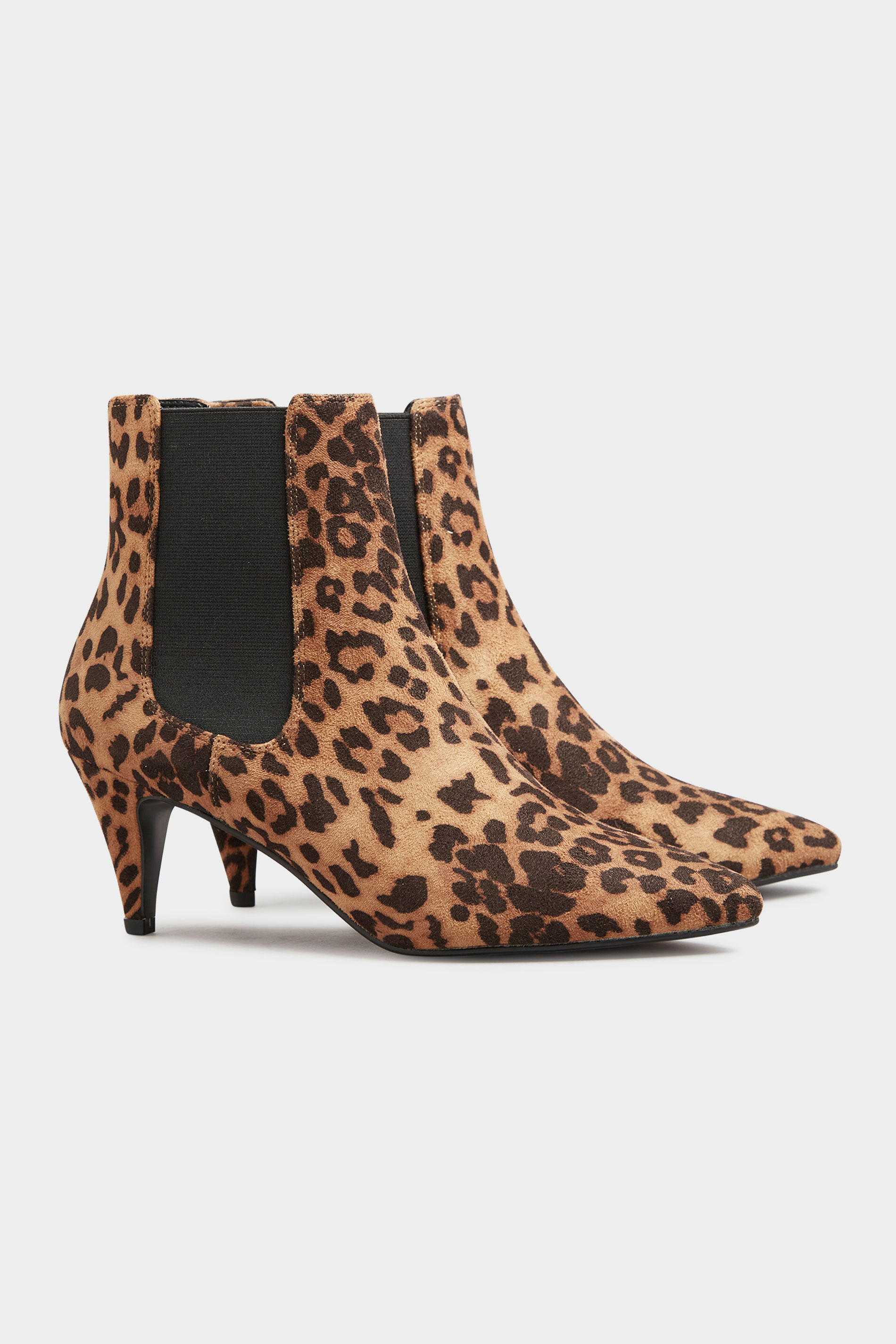 LTS Brown Leopard Print Heeled Boots In Standard D Fit 1