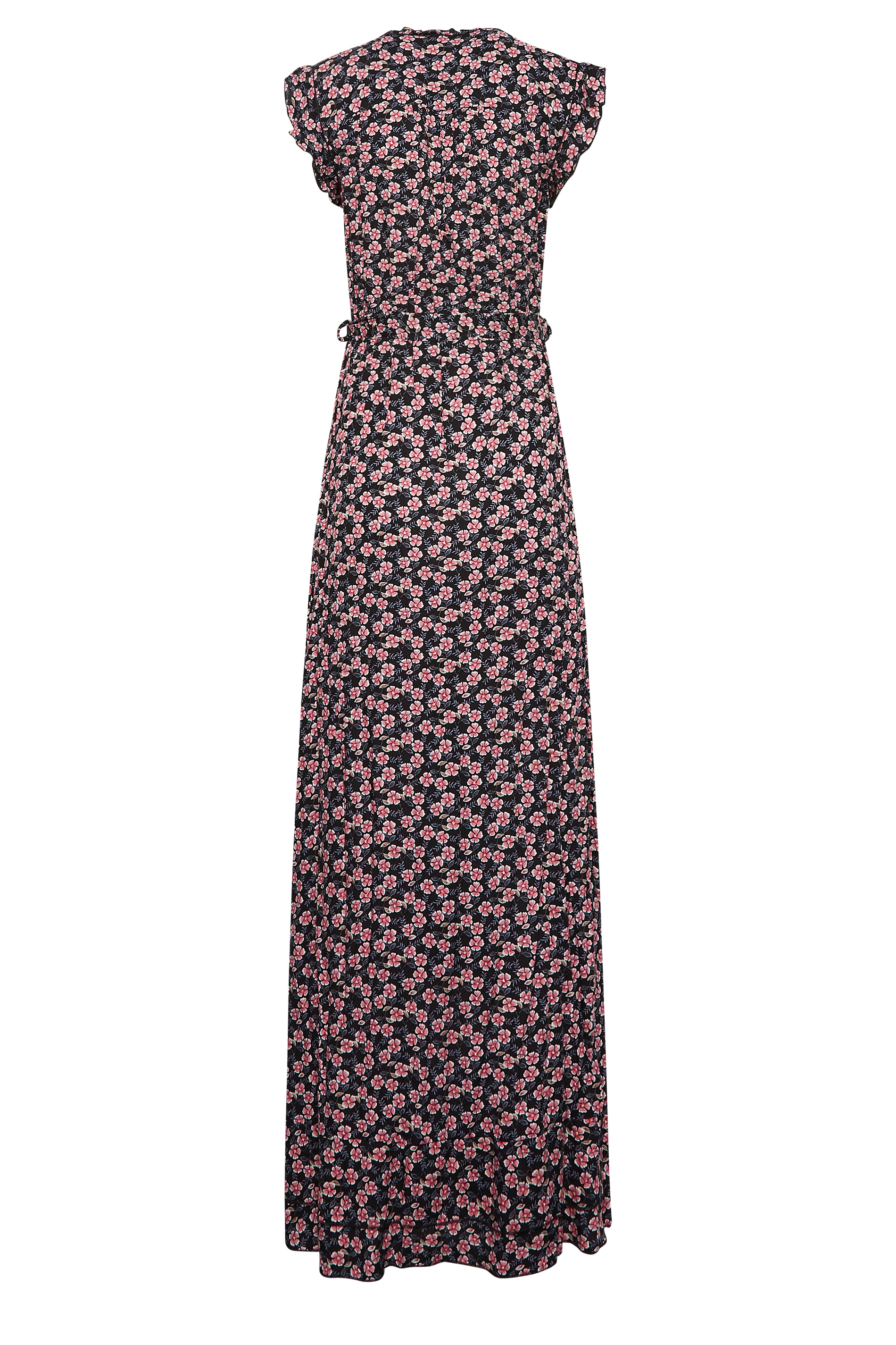 LTS Tall Women's Black Ditsy Floral Frill Maxi Dress | Long Tall Sally 3