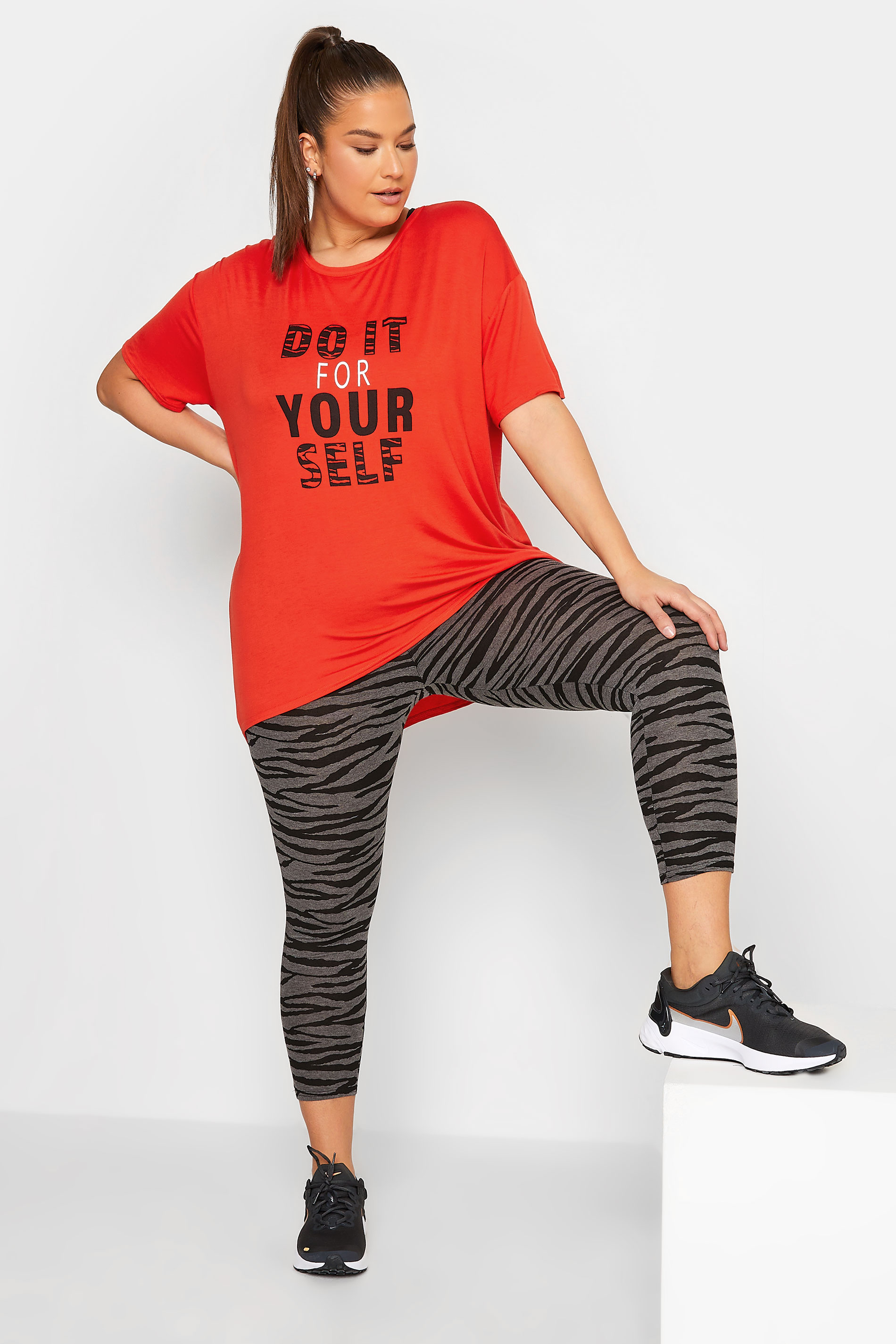 YOURS Plus Size ACTIVE Orange 'Do It For Yourself' Slogan Top | Yours Clothing 3