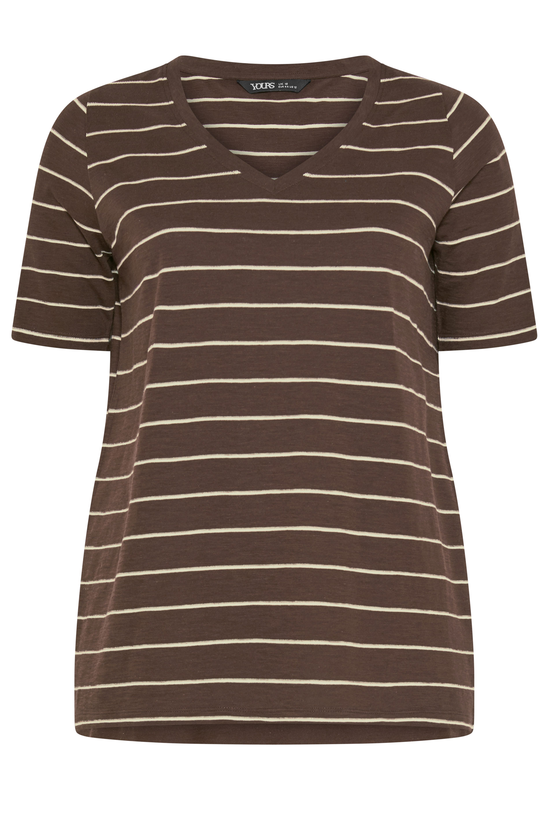 YOURS Plus Size Chocolate Brown Stripe T-Shirt | Yours Clothing 5