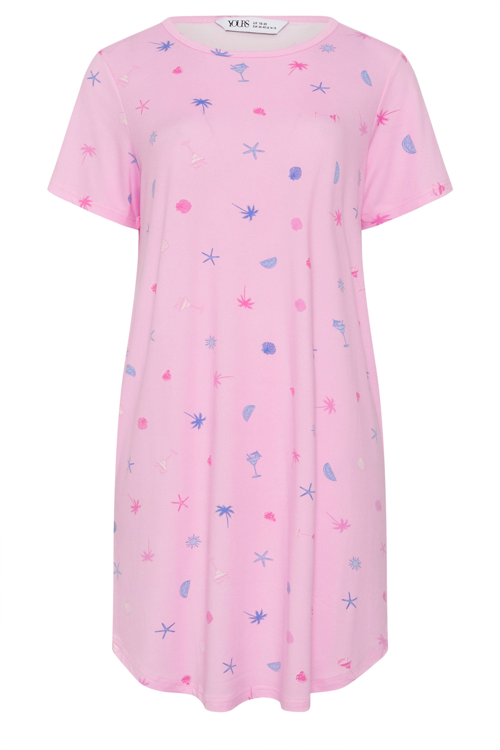 YOURSET 2 PACK Plus Size Pink Soft Touch Palm Tree Nightdresses | Yours Clothing 9