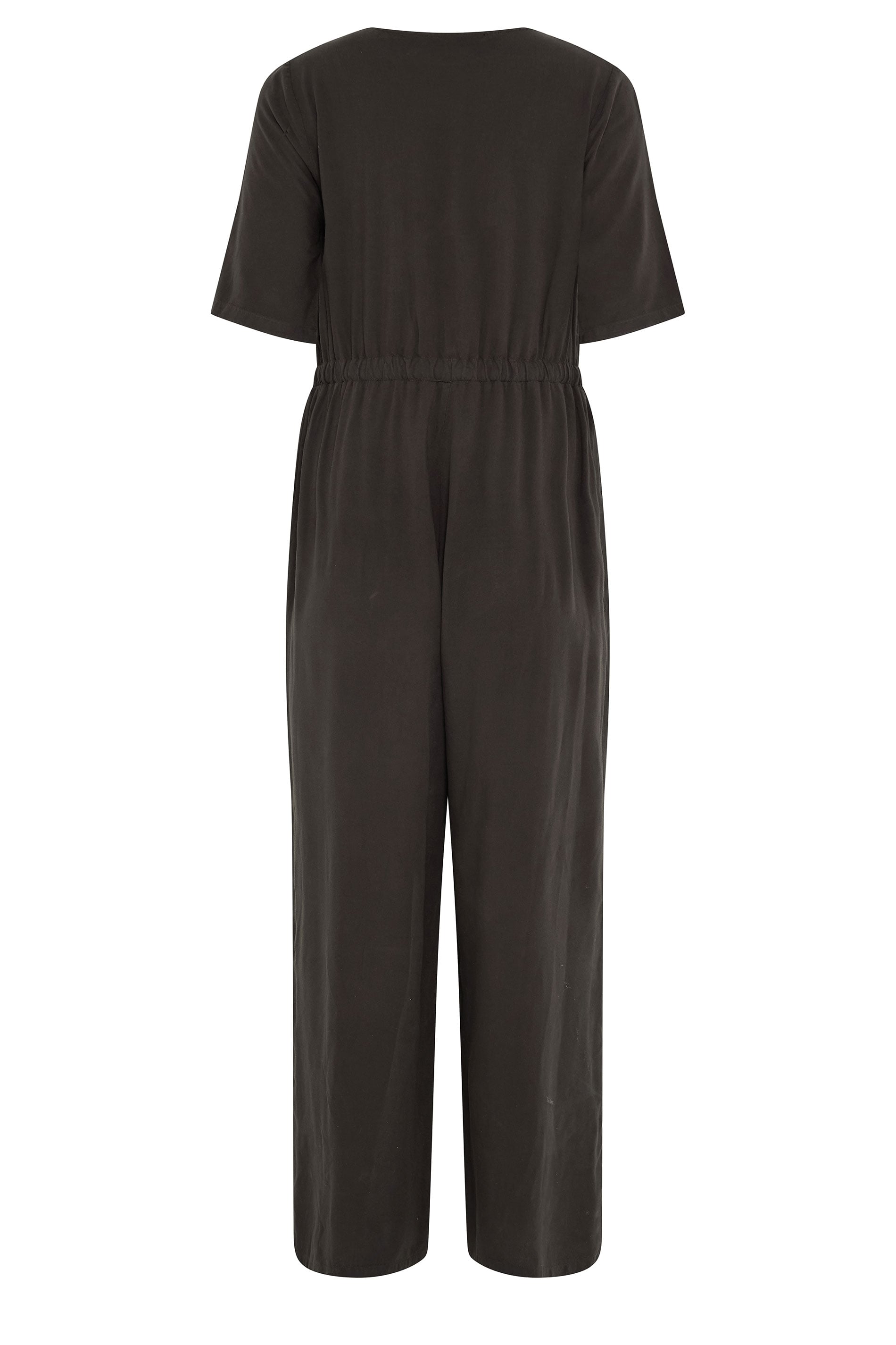 M&Co Petite Chocolate Brown Tie Waist Jumpsuit | M&Co 6