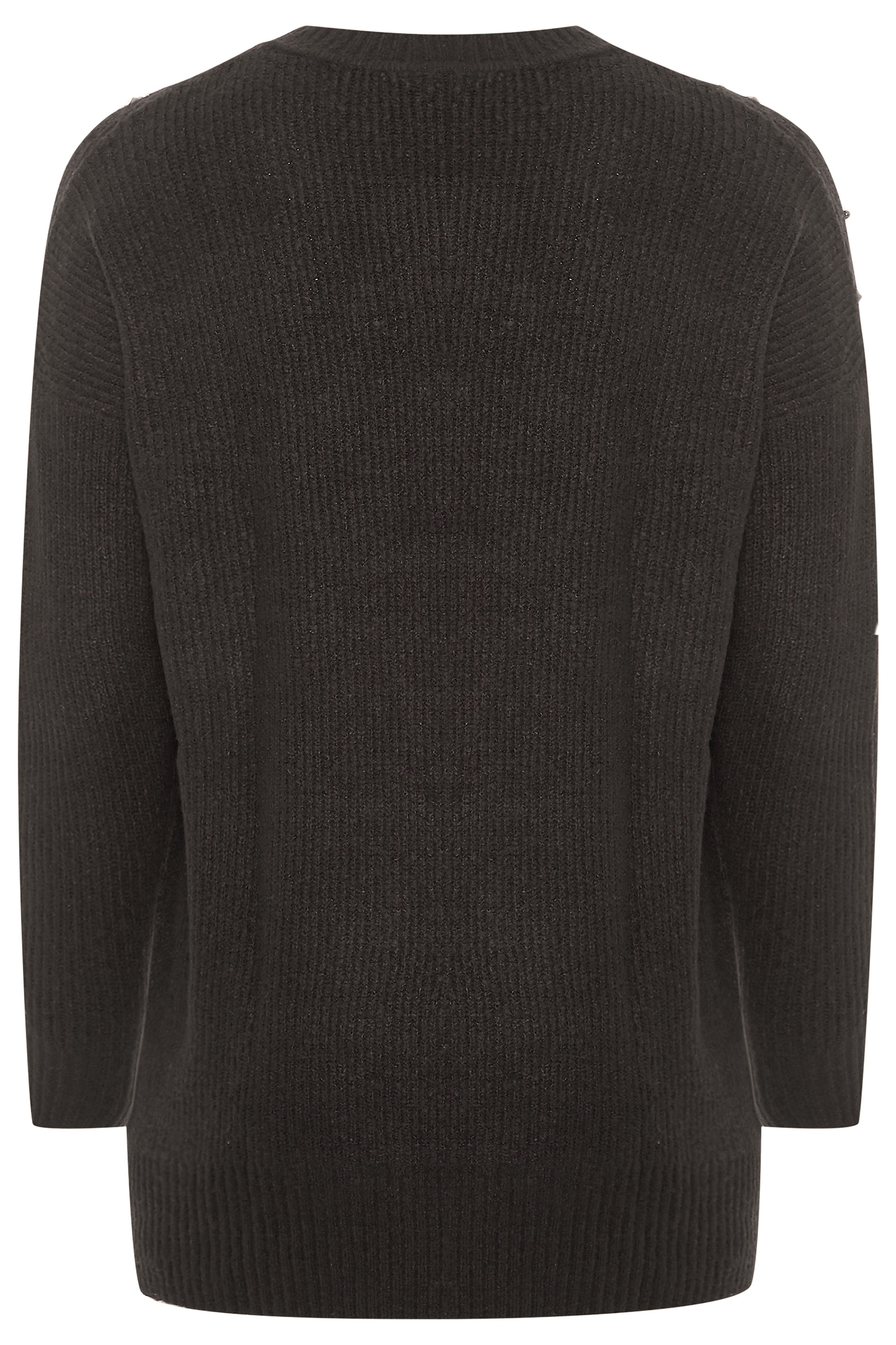 Black Studded Chevron Knitted Jumper | Yours Clothing