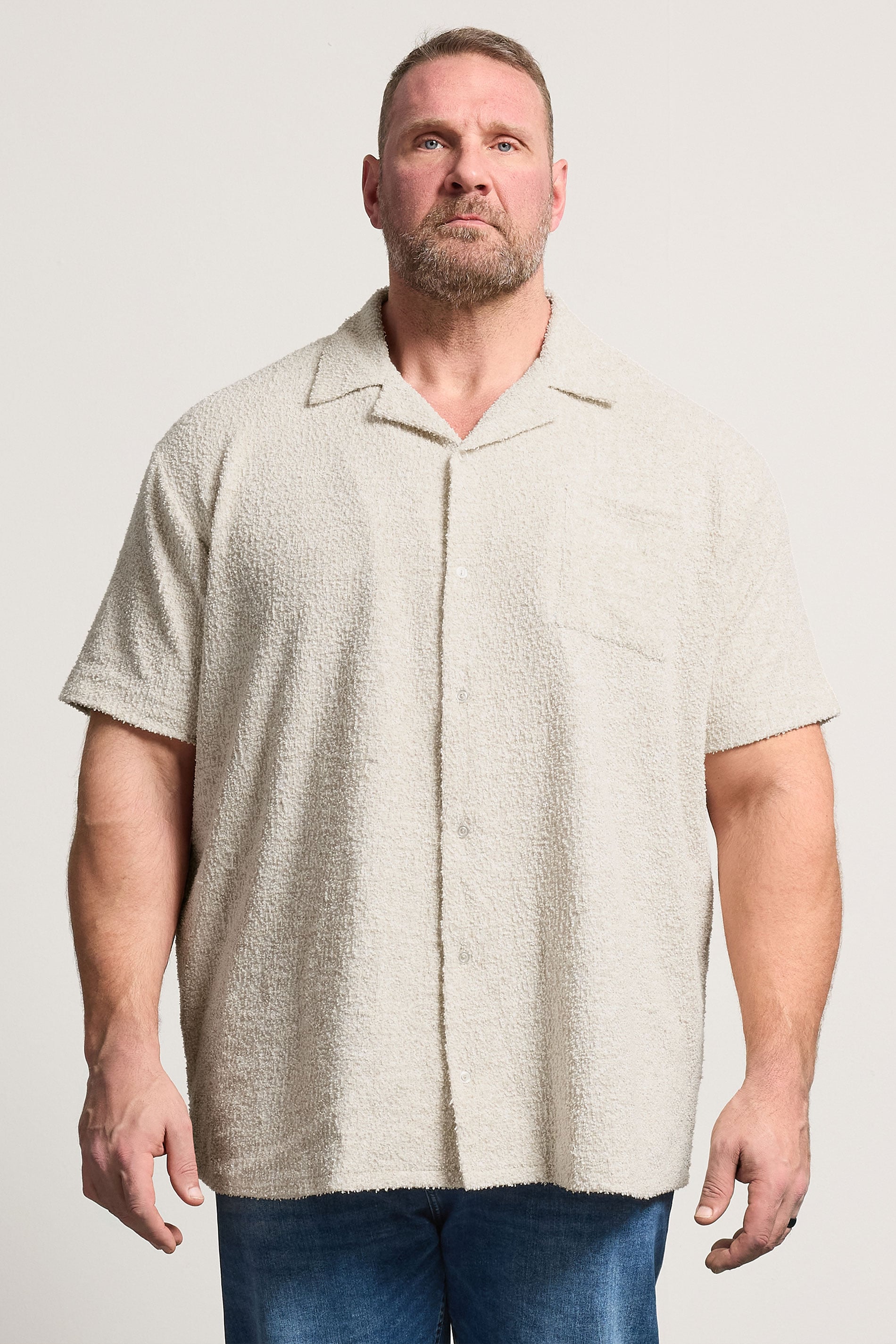 BadRhino Big & Tall Natural Brown Short Sleeve Textured Jersey Shirt | BadRhino 1