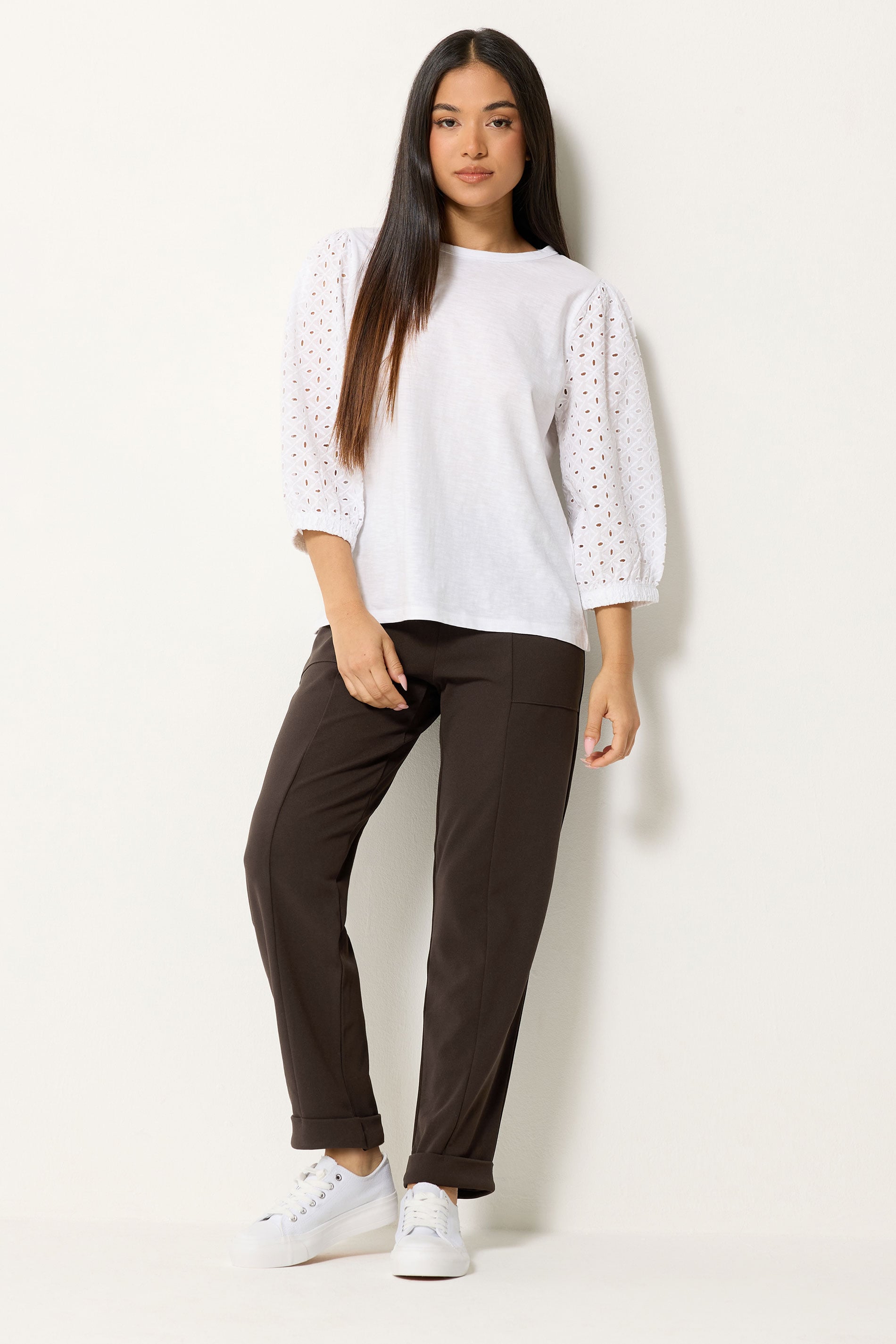 M&Co Petite Chocolate Brown Carpenter Tapered Trousers | M&Co 3