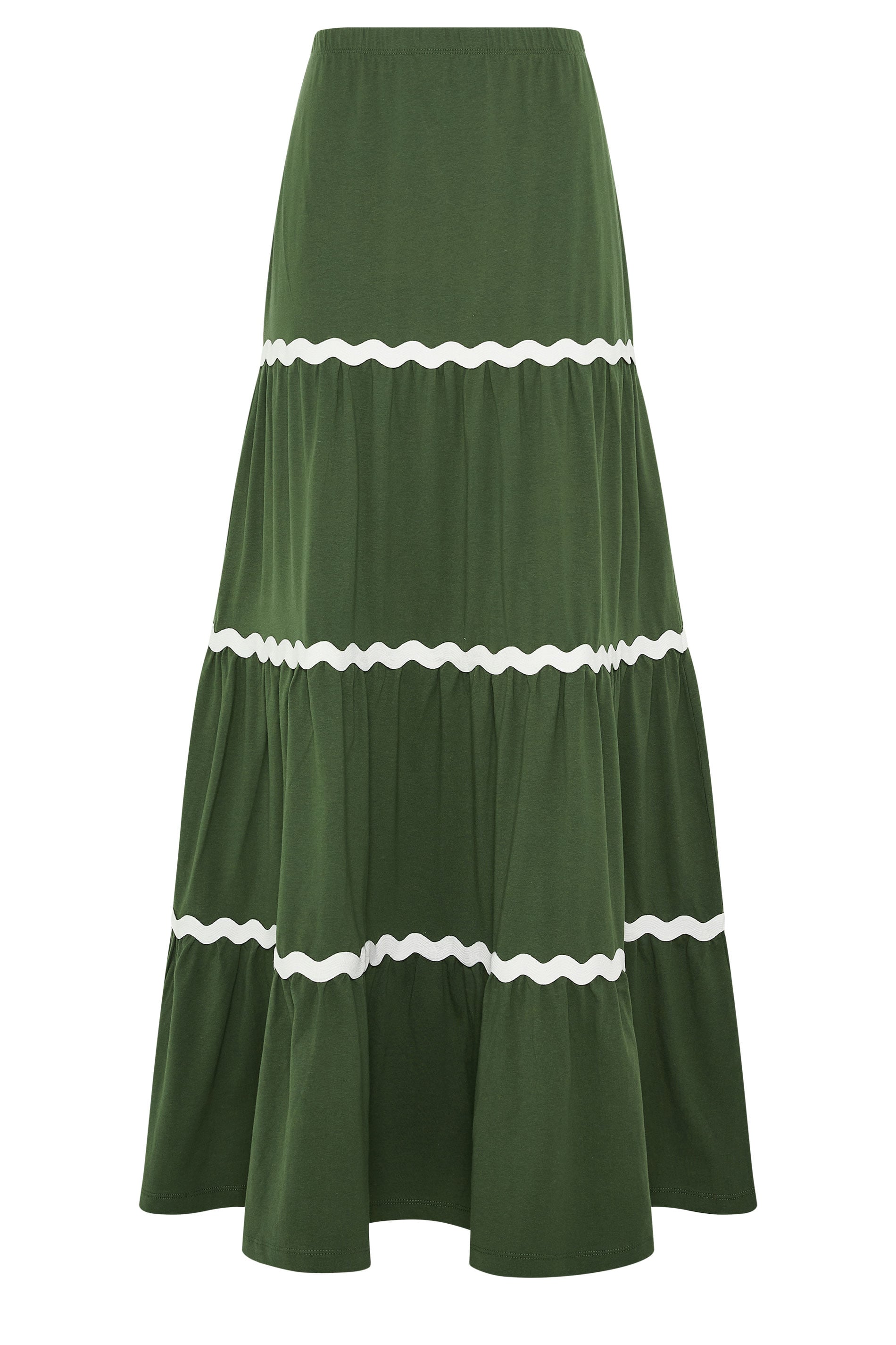 LTS Tall Women's Khaki Green Contrast Swirl Cotton Maxi Skirt | Long Tall Sally 5