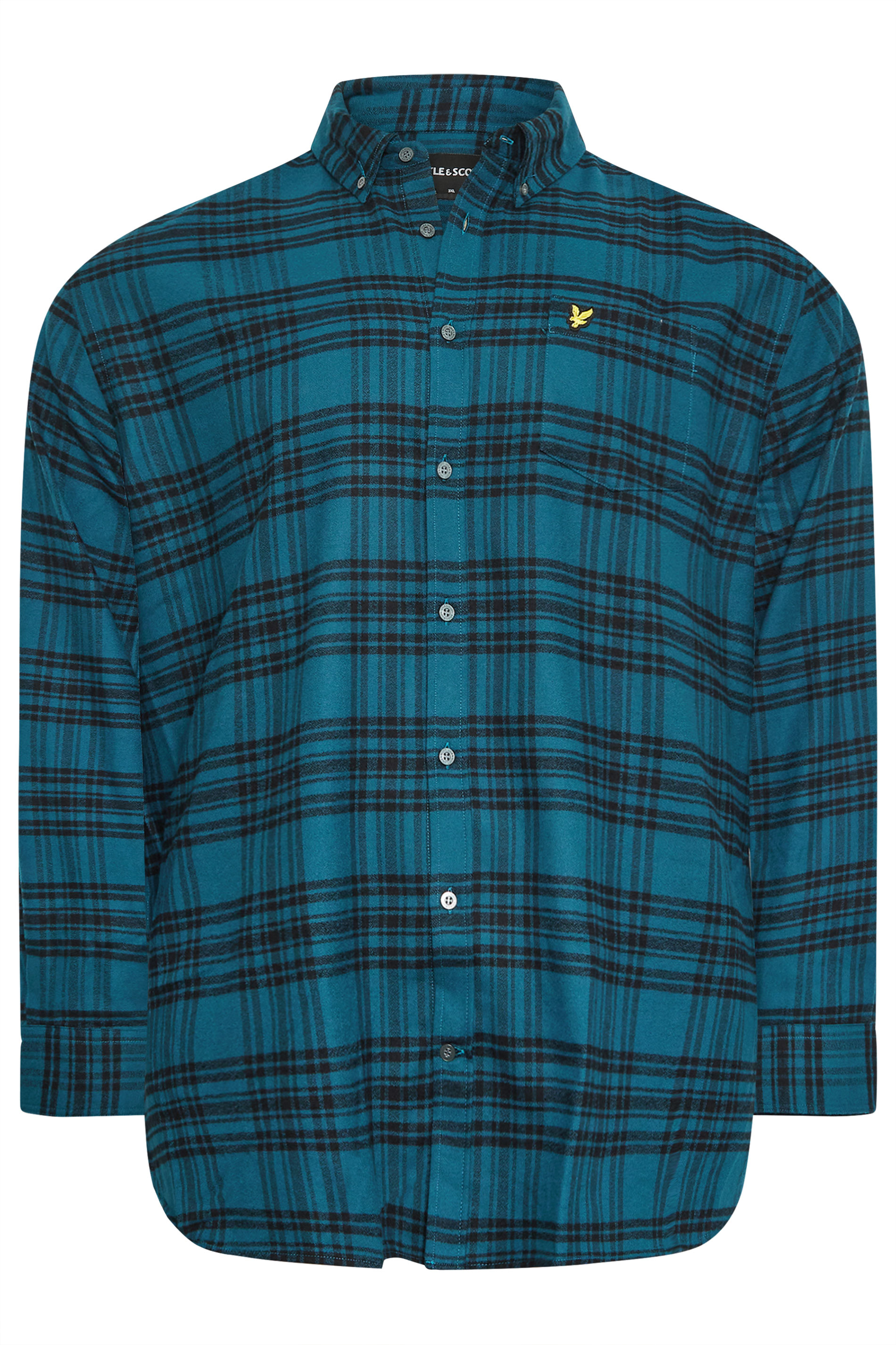 LYLE & SCOTT Big & Tall Navy Blue Check Flannel Shirt | BadRhino 2