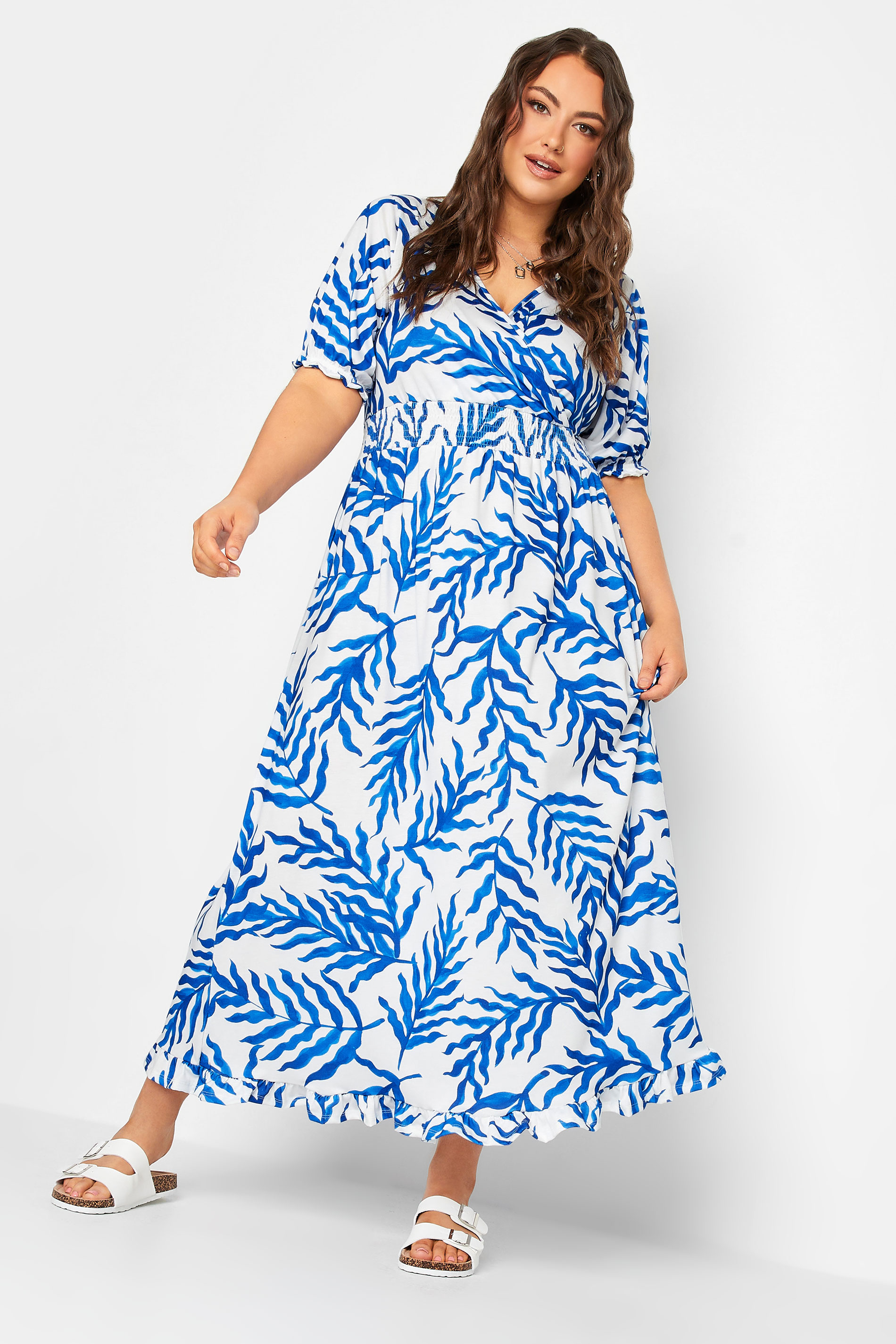 LIMITED COLLECTION Plus Size Curve White Floral Print Maxi Dress | Yours Clothing  2