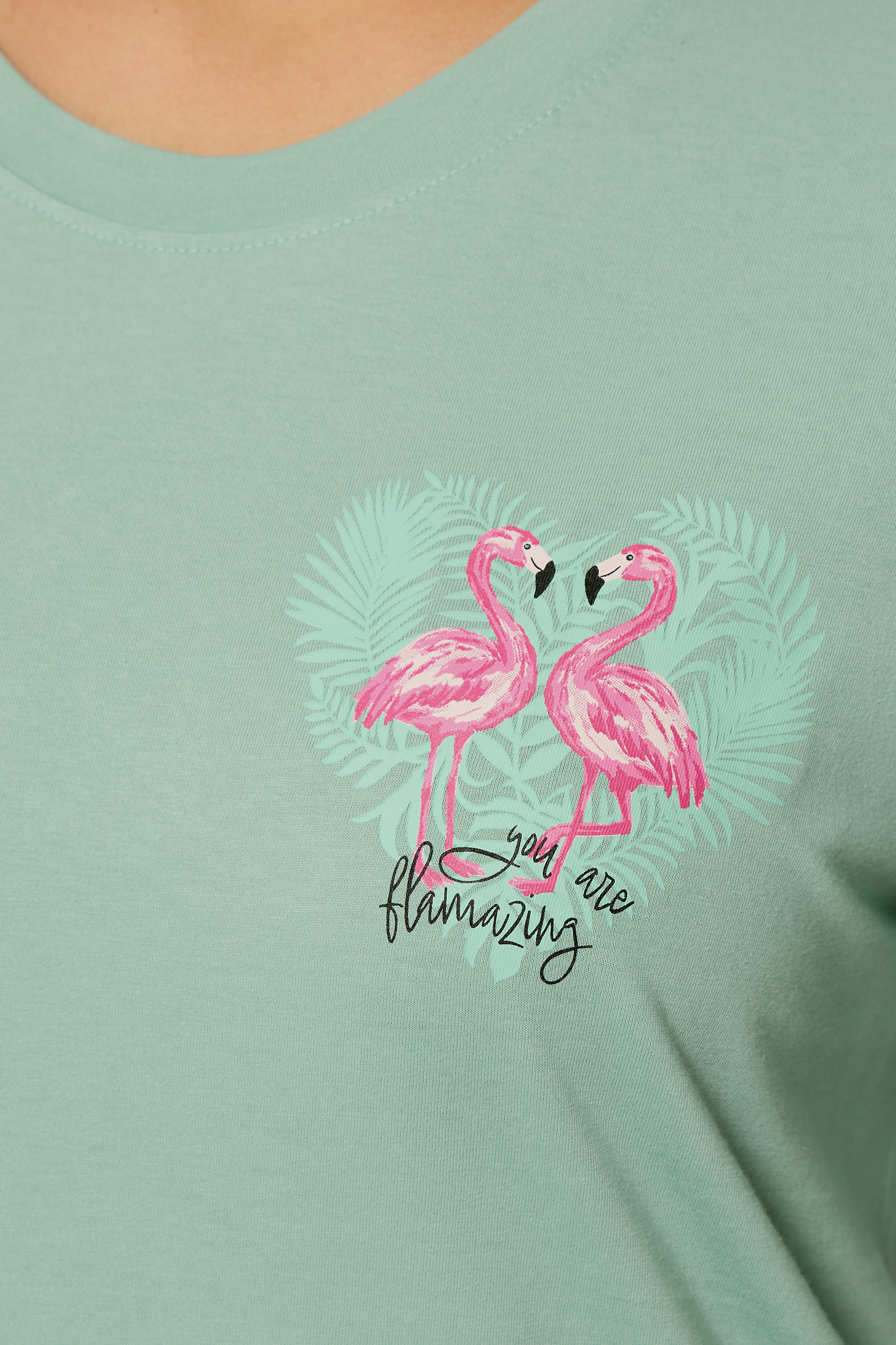 YOURS Plus Size Green Flamingo Pyjama Set | Yours Clothing 4