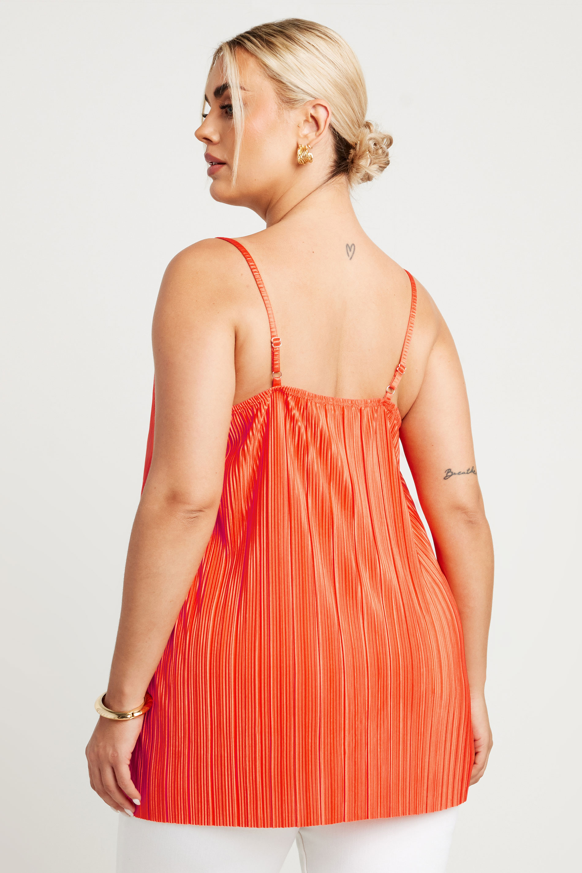 LIMITED COLLECTION Plus Size Orange Plisse Cami Top | Yours Clothing 3
