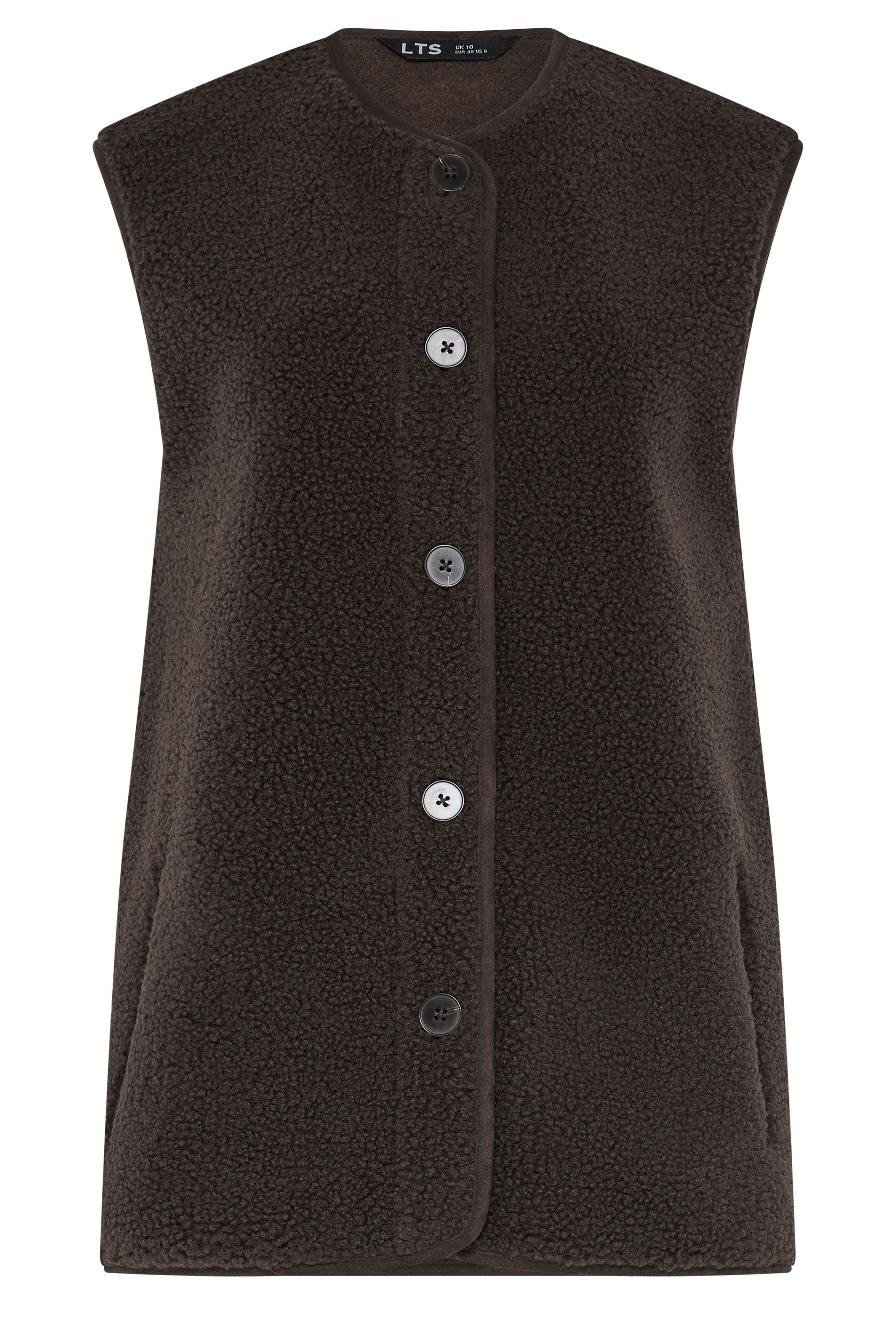 LTS Tall Women's Chocolate Brown Sherpa Gilet | Long Tall Sally 1
