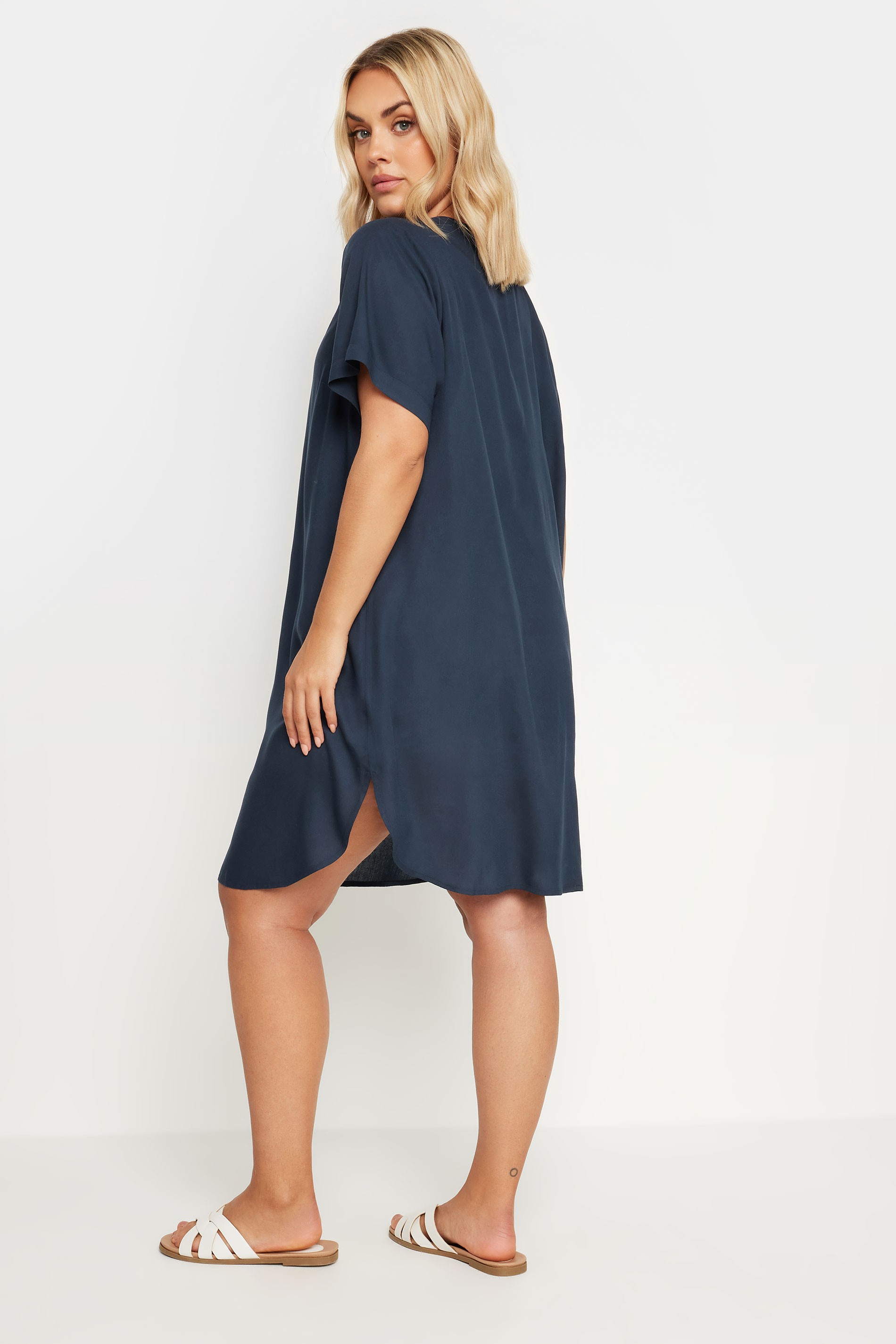 YOURS Plus Size Navy Blue Short Sleeve Tunic Dress | Yours Clothing 3