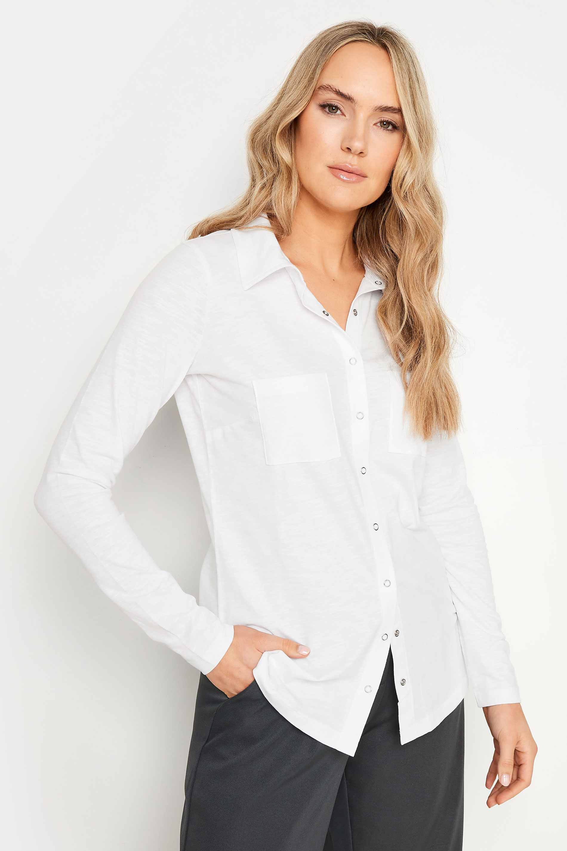 LTS Tall Women's White Cotton Jersey Shirt | Long Tall Sally 1