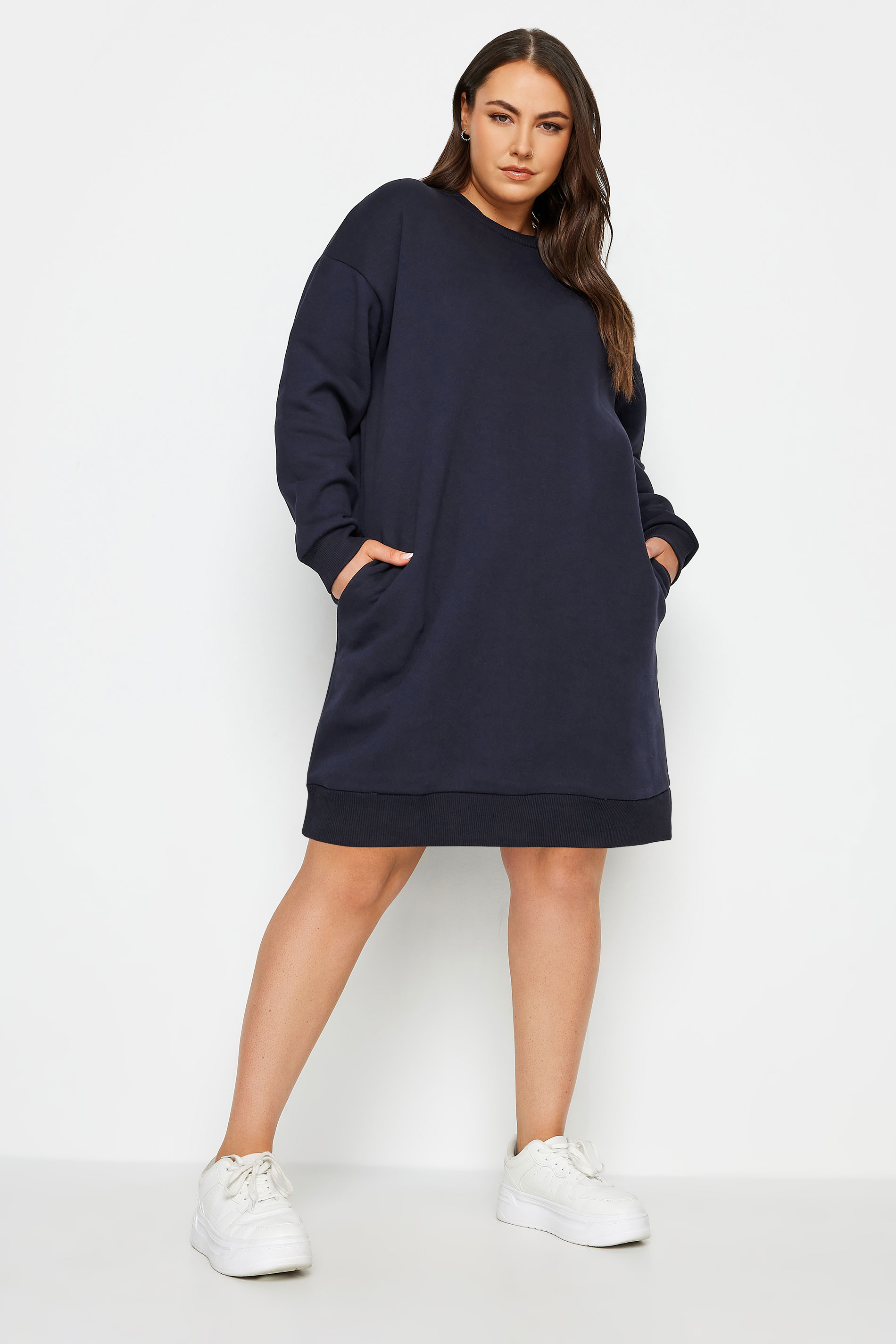 YOURS Plus Size Navy Blue Sweatshirt Dress | Yours Clothing 2