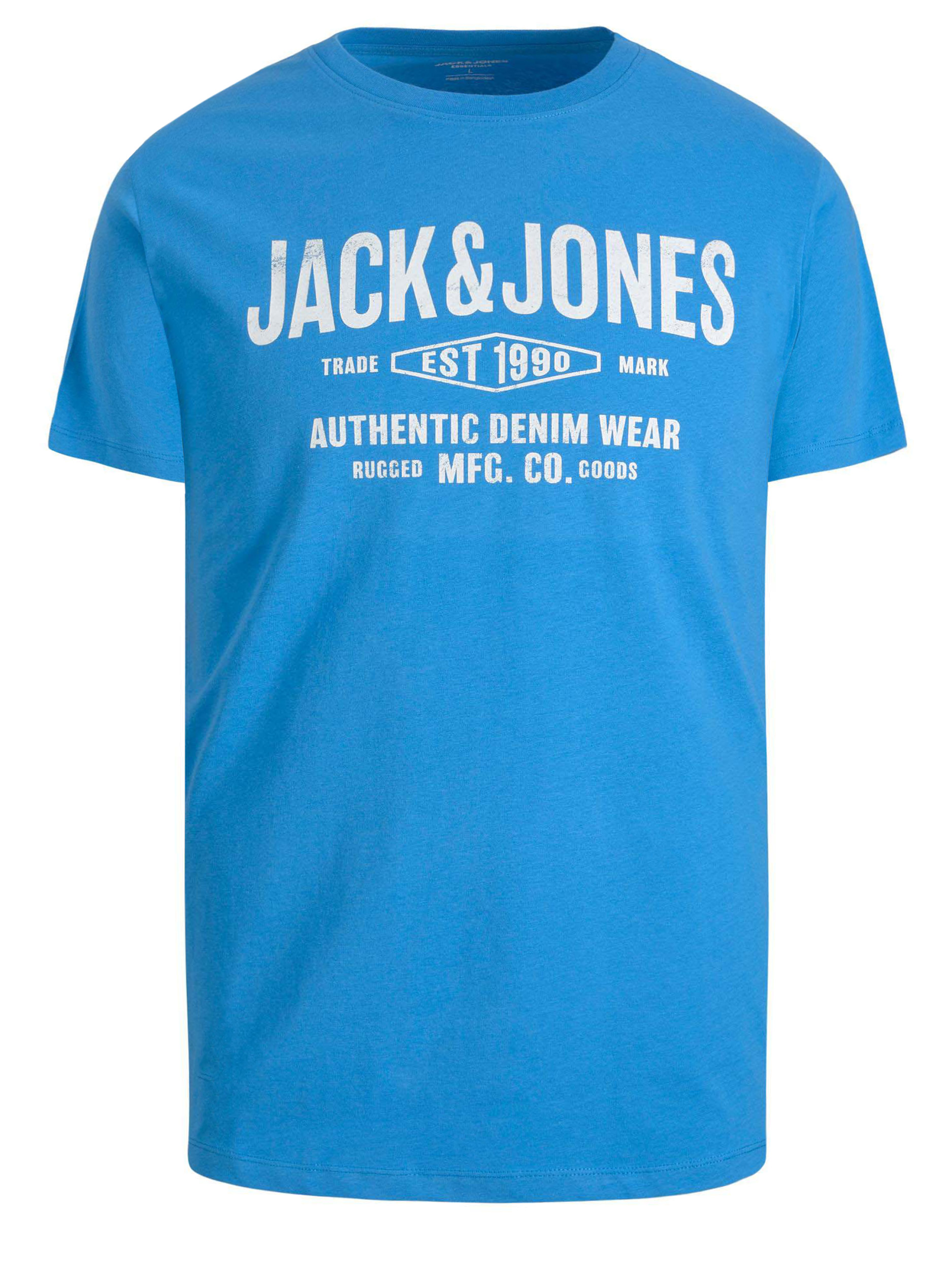 JACK & JONES Big & Tall Blue Logo Printed T-Shirt | BadRhino 2