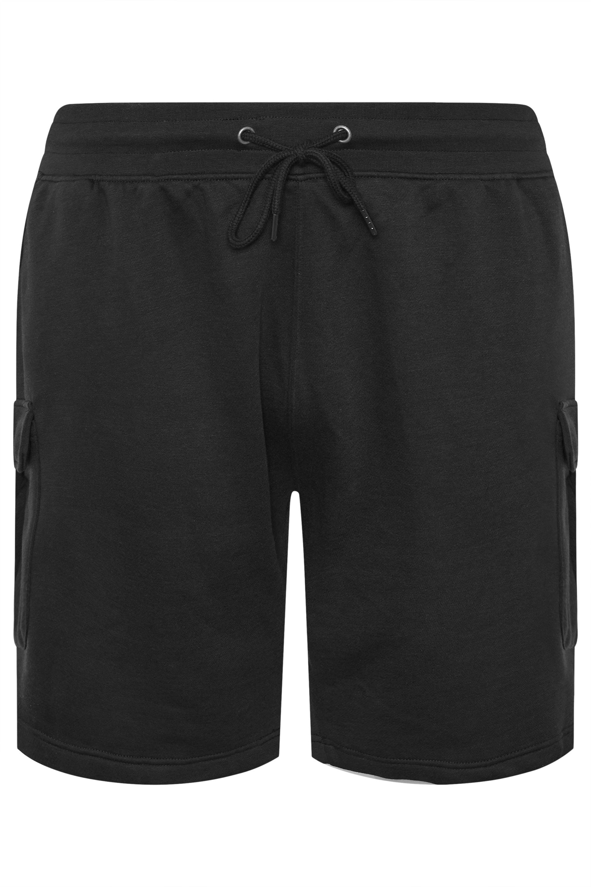 D555 Big & Tall Black Elastic Waist Cargo Shorts | BadRhino 2