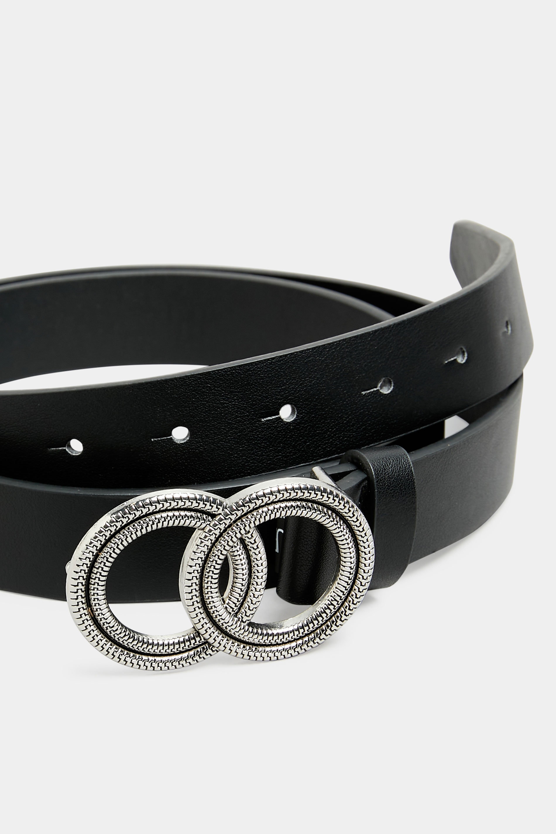 Plus Size Black Double Ring Buckle Belt | Yours Clothing  3