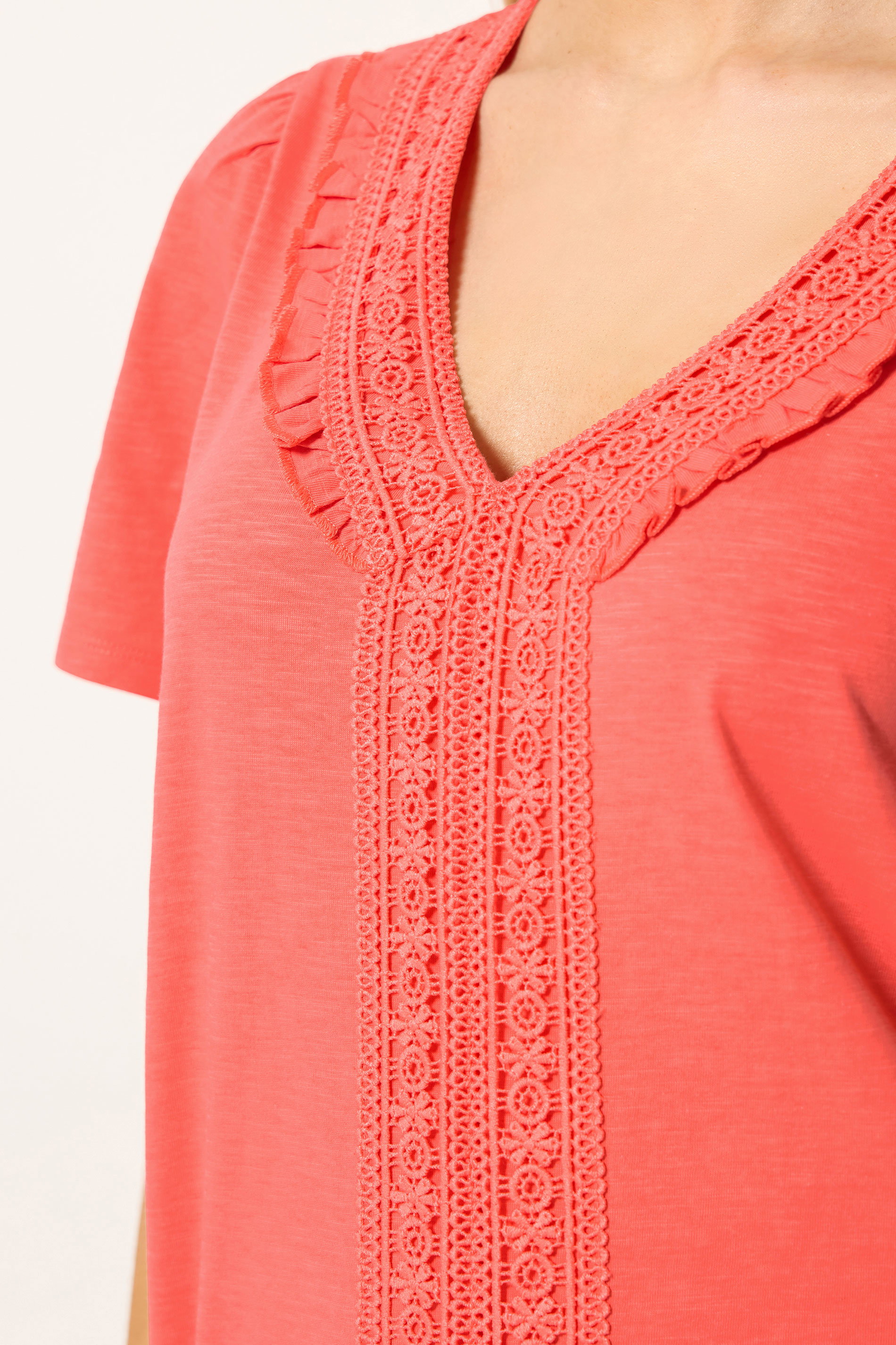 M&Co Coral Short Sleeve Frill Cotton Blouse | M&Co 4