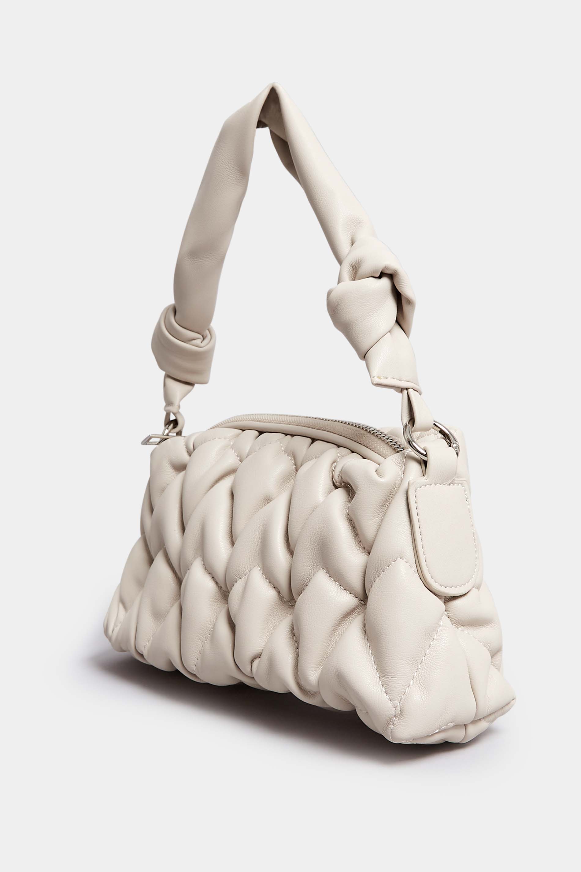 Cream Quilted Knot Strap Bag | Yours Clothing 2