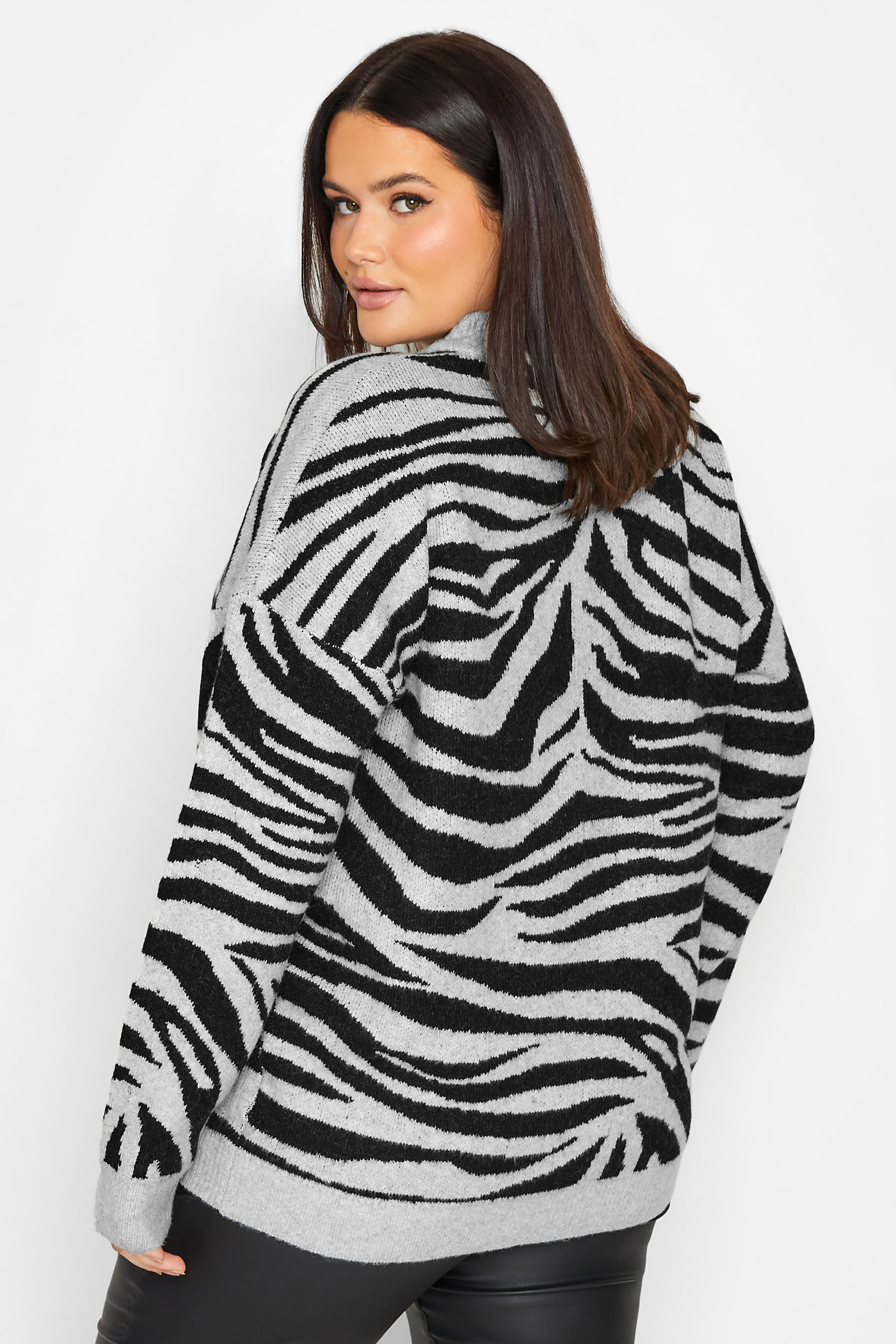 LTS Tall Women's Grey Zebra Print Knit Jumper | Long Tall Sally 3