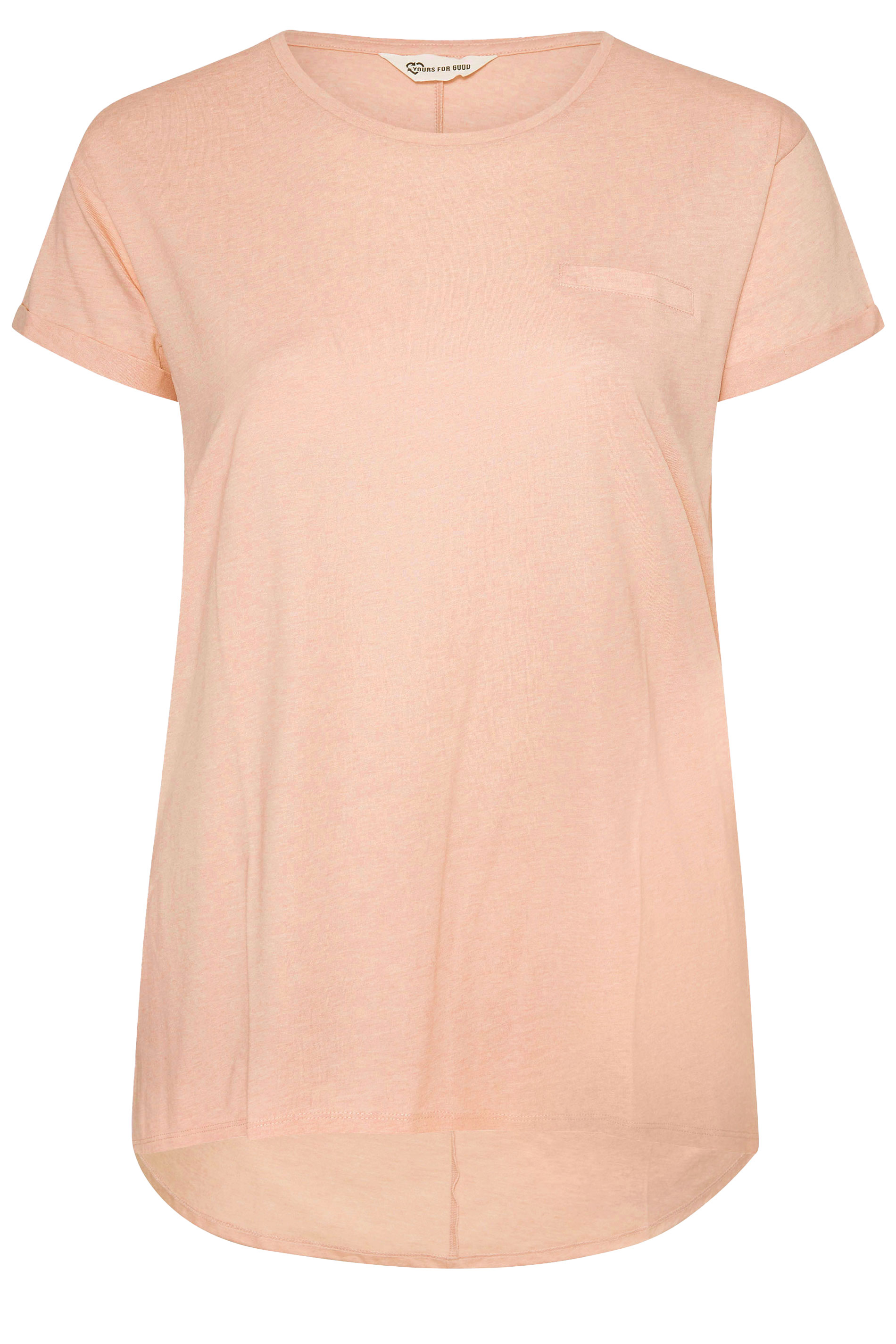 Grande taille  Tops Grande taille  Tops Casual | YOURS FOR GOOD - T-Shirt Rose Pâle en Coton Mixte - YT43004