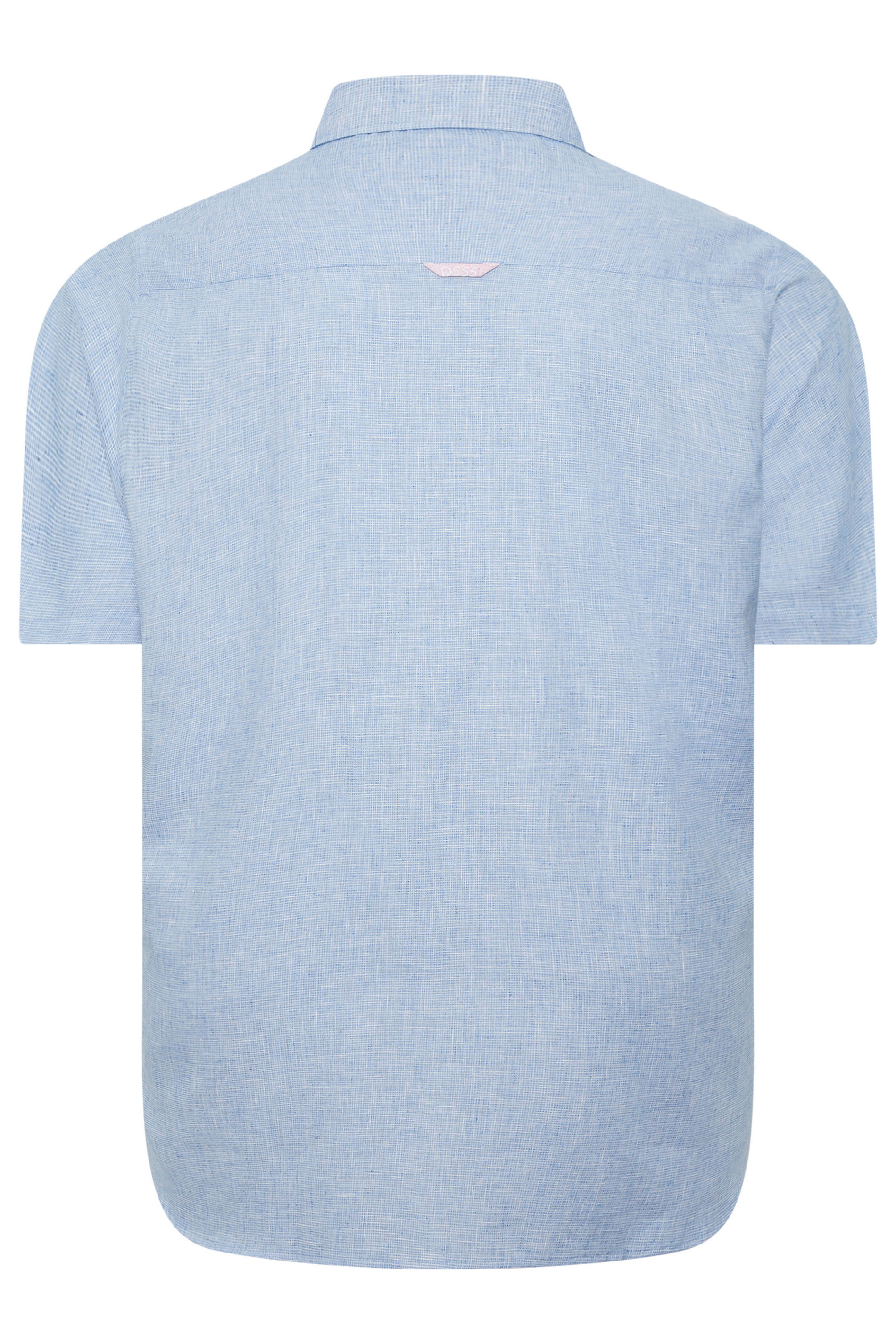 D555 Big & Tall Light Blue Linen Mix Pocket Shirt | BadRhino 4