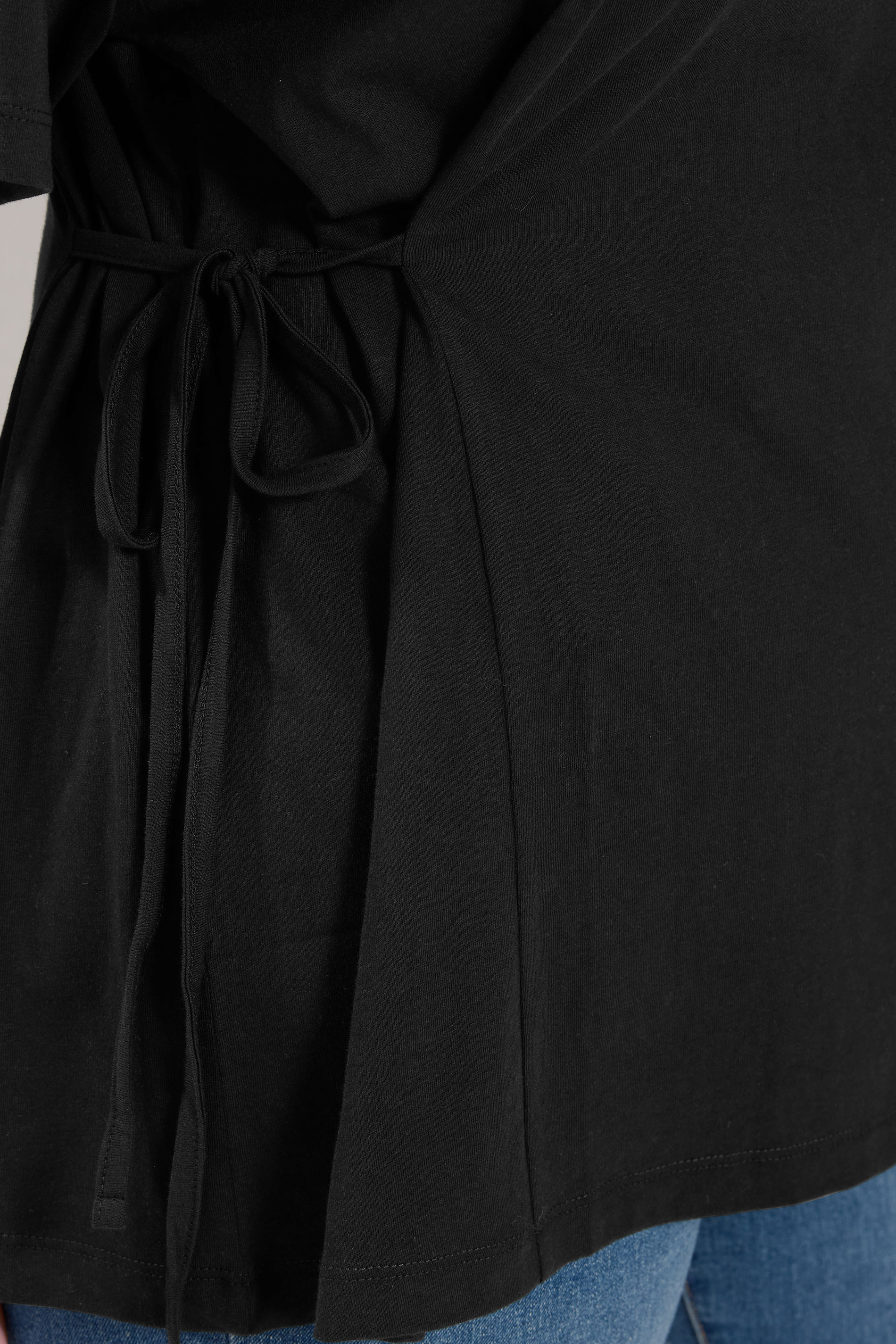 YOURS Plus Size Black Side Tie T-Shirt | Yours Clothing 4
