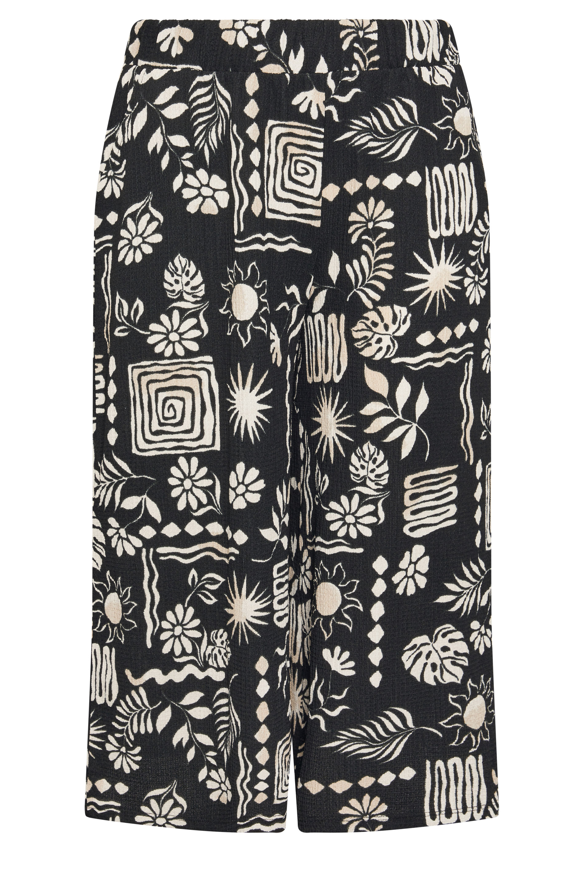 YOURS Plus Size Black Floral Print Textured Culottes | Yours Clothing 5