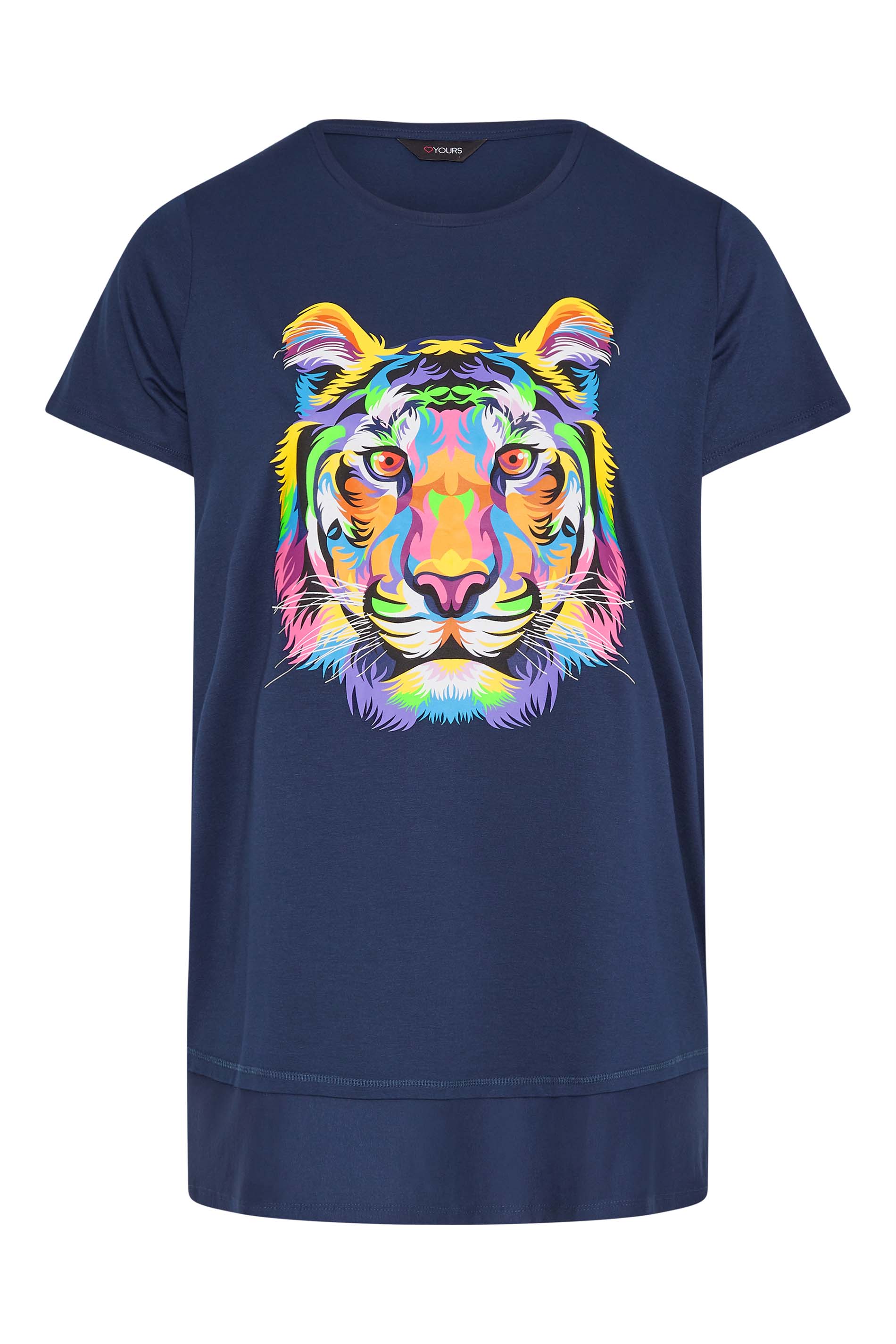 Grande taille  Tops Grande taille  T-Shirts | T-Shirt Bleu Marine en Jersey Graphique Tigre - UQ66952